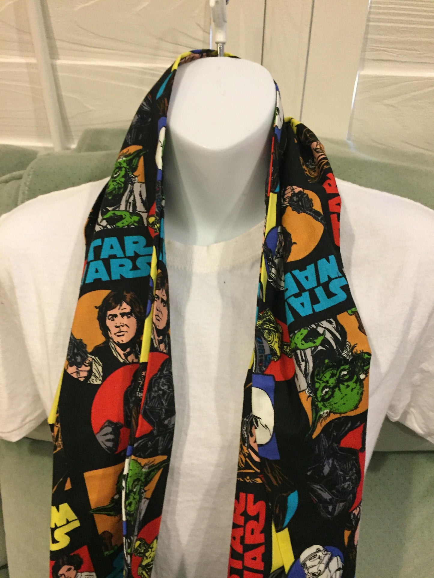 Star Wars Cartoon Characters Infinity Scarf - Galactic Fashion Accessory with Iconic Characters by Lina Loves Two, handmade in Los Angeles CA