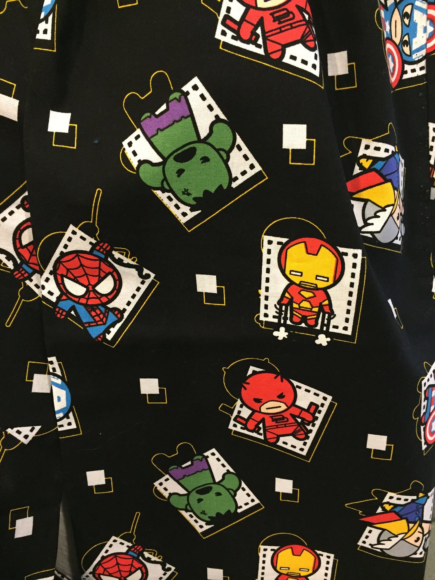 Marvel Kawaii Superheroes Infinity Scarf - Handmade Fabric Print Accessory | Comic Fans Gift | Unique Hero Fashion by Lina Loves Two, handmade in Los Angeles CA