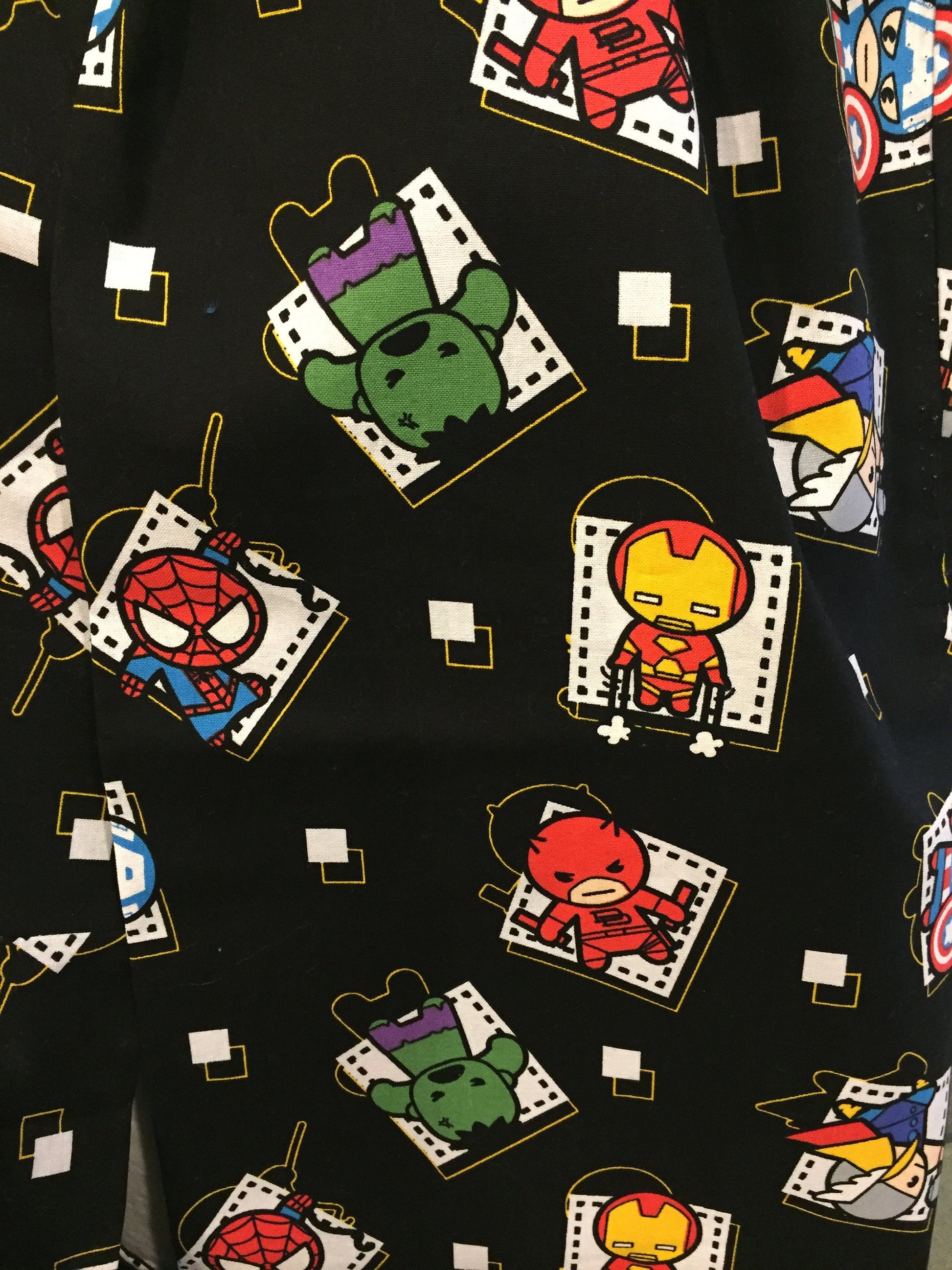 Marvel Kawaii Superheroes Infinity Scarf - Handmade Fabric Print Accessory | Comic Fans Gift | Unique Hero Fashion by Lina Loves Two, handmade in Los Angeles CA