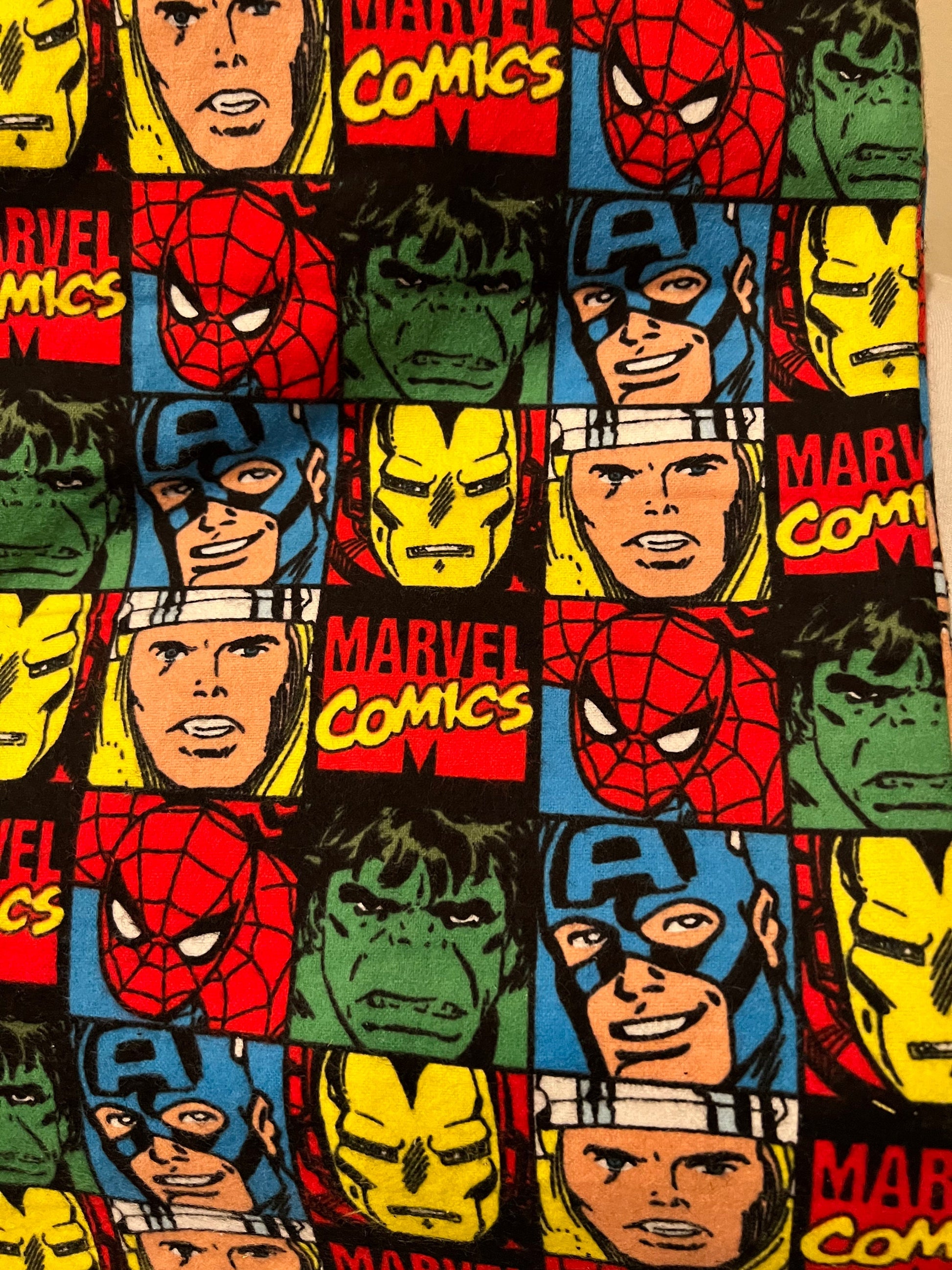 Marvel's Avengers Square Blocks Infinity Scarf - Handmade Fleece Fabric Print - Superhero Fashion Accessory by Lina Loves Two, handmade in Los Angeles CA