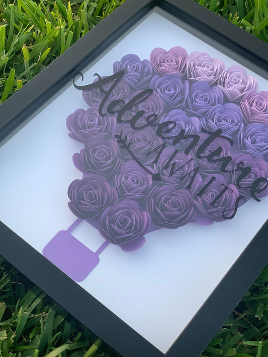 Embrace Adventure with Floral Delight: 3D Wall Decor Shadow Box adorned with Unique Paper Flowers