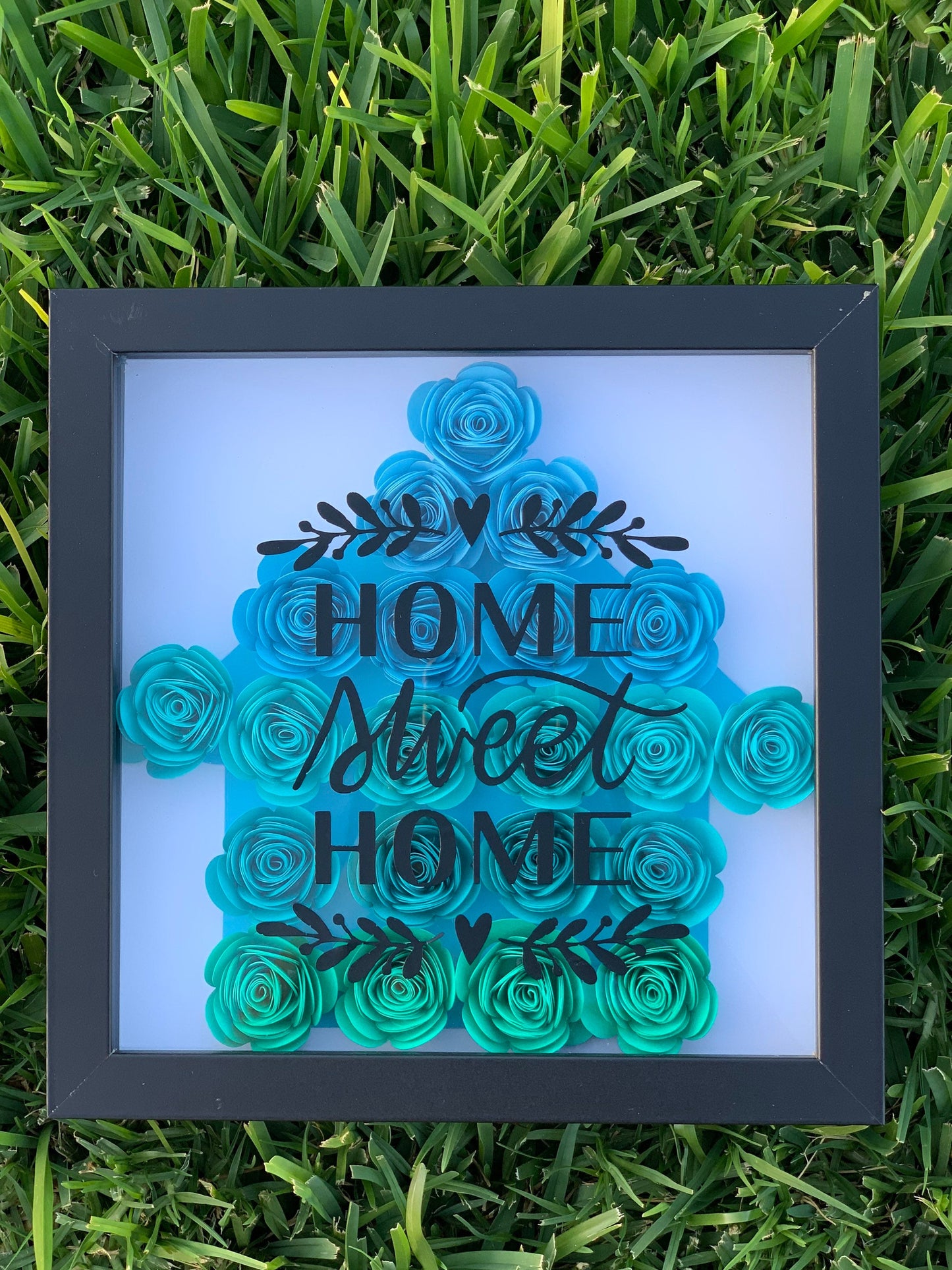 Nestle in Nature: Home Sweet Home Floral 3D Wall Decor - Paper Flowers, Unique Flower Shadow Box