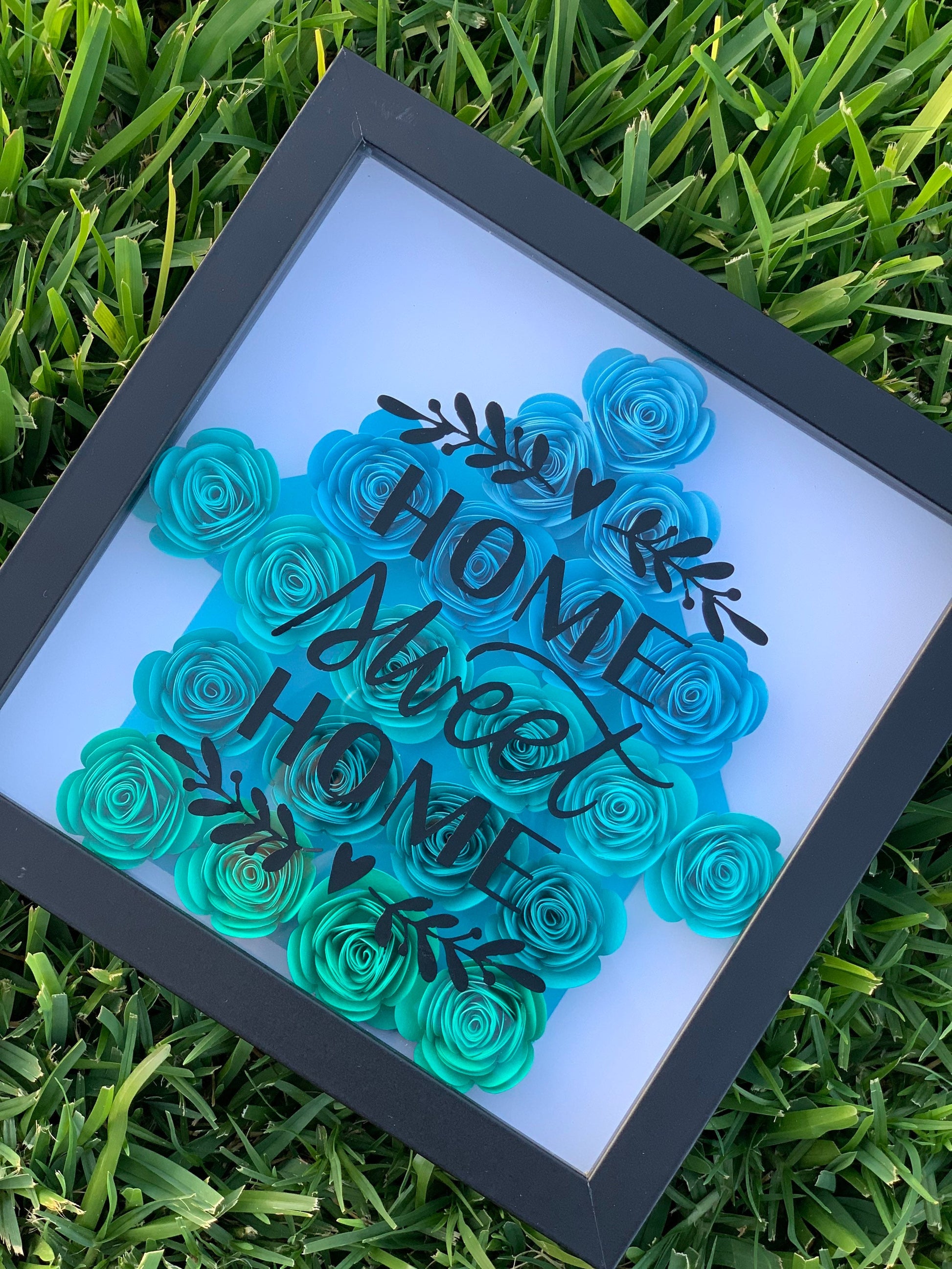 Nestle in Nature: Home Sweet Home Floral 3D Wall Decor - Paper Flowers, Unique Flower Shadow Box