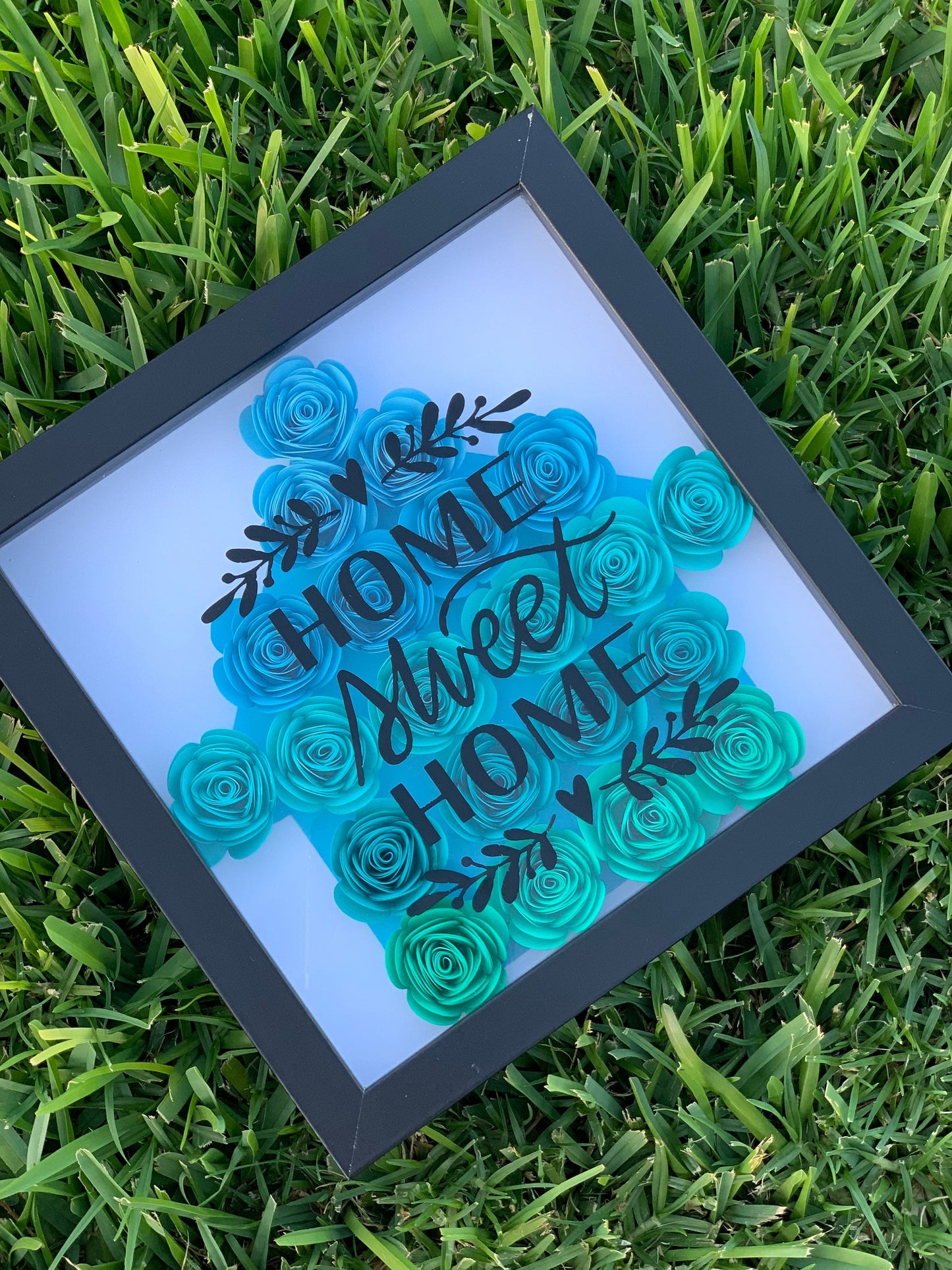 Nestle in Nature: Home Sweet Home Floral 3D Wall Decor - Paper Flowers, Unique Flower Shadow Box