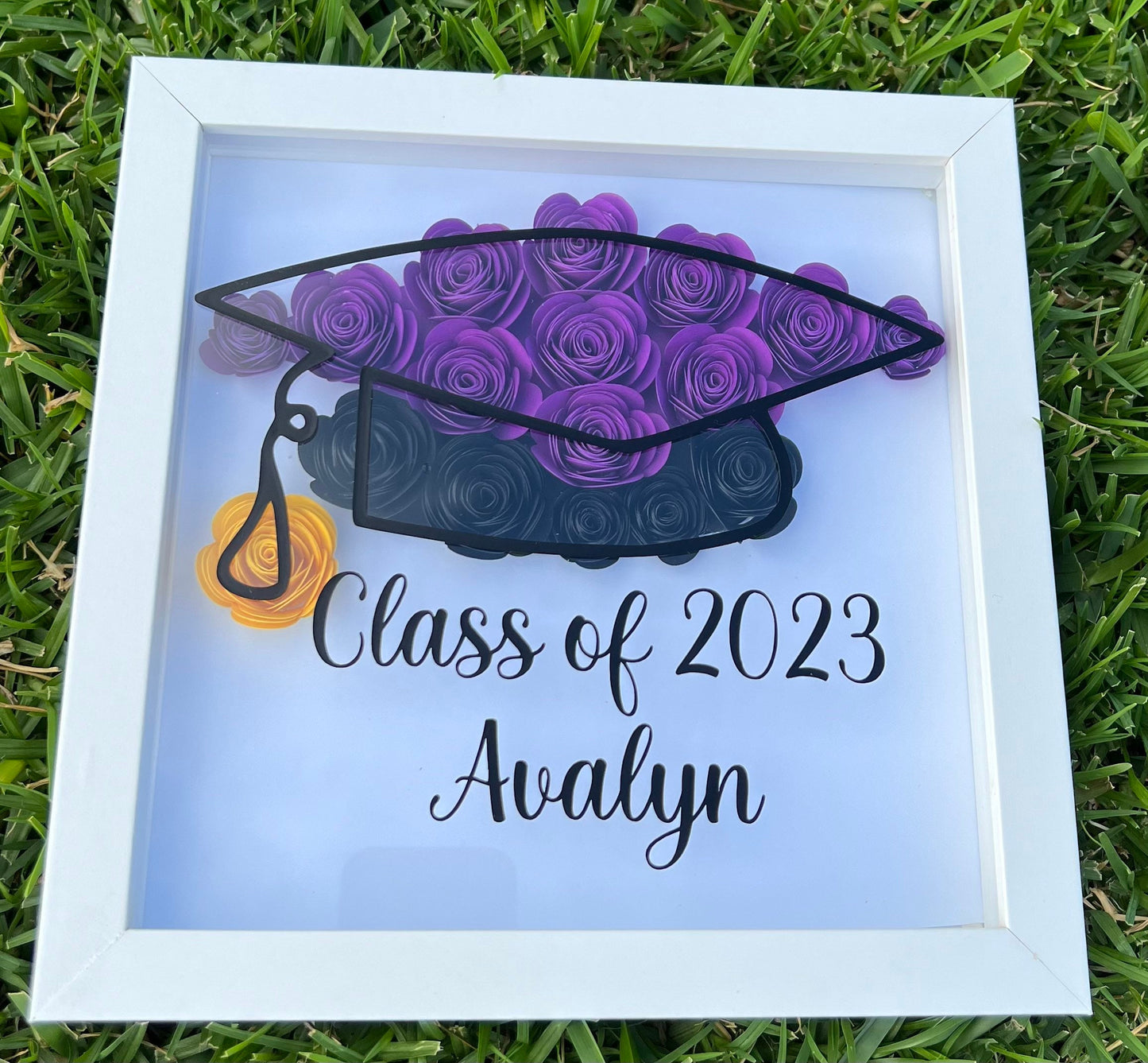 Graduation Blooms: Personalized Graduation and Commencement Flower Shadow Box for your child, for Him or Her - Unique Keepsake Gifts