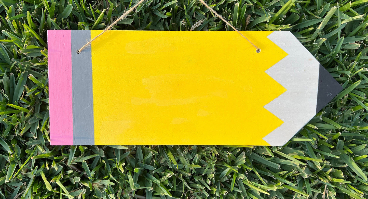 Pencil Shape Door Sign | Personalized Teacher Gifts | Unique Teacher Pencil Sign | Custom Name Door Decor by Lina Loves Two, handmade in Los Angeles CA