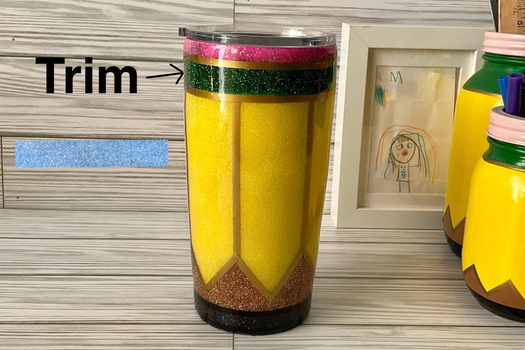 Personalized Teacher Pencil Sign: Yellow Wooden Hall Pass by Lina Loves Two, handmade in Los Angeles CA