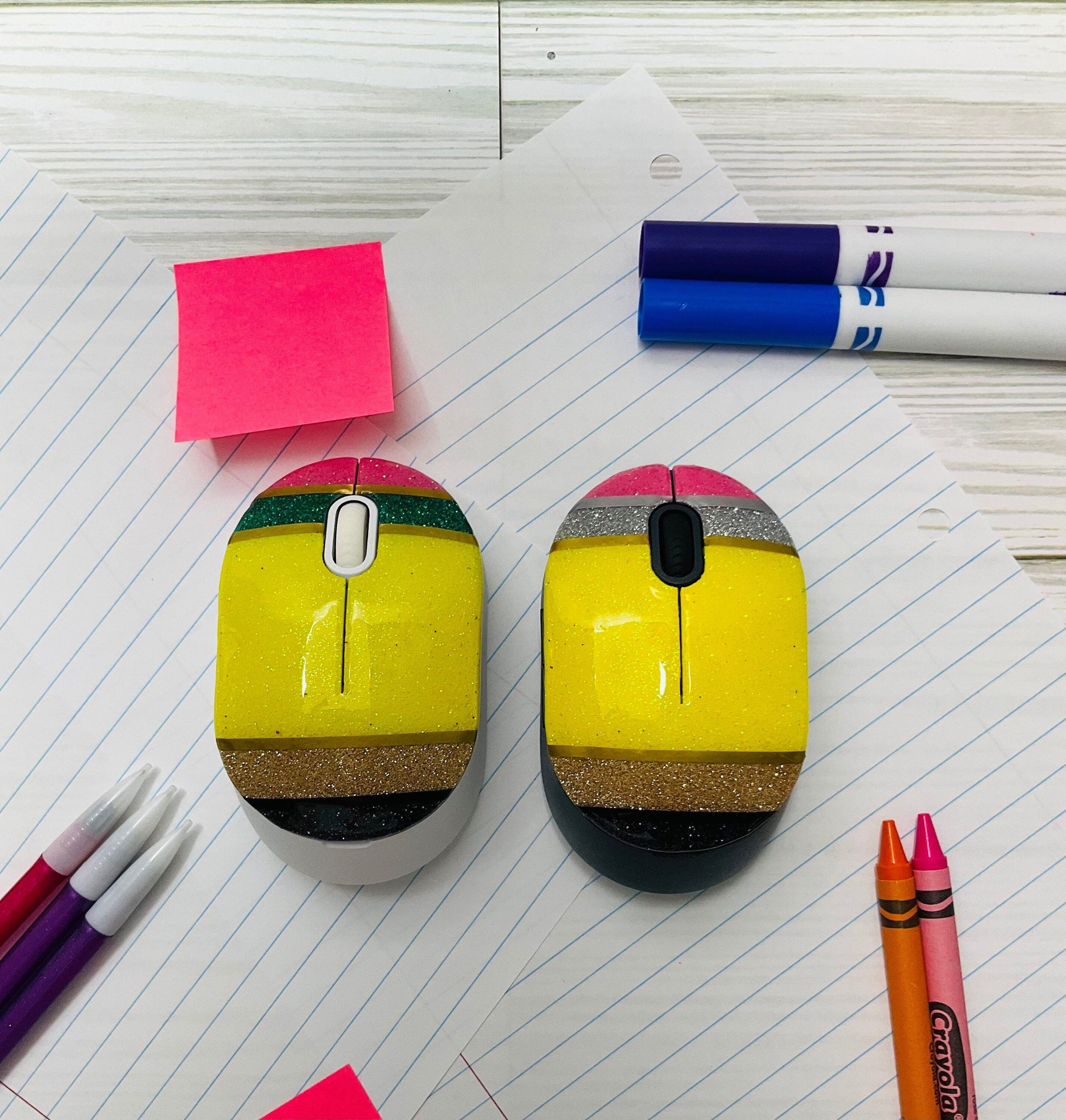 Pencil Wireless Mouse | Teacher Gifts | Yellow Pencil Glitter | Unique Wireless Mouse for Teachers by Lina Loves Two, handmade in Los Angeles CA