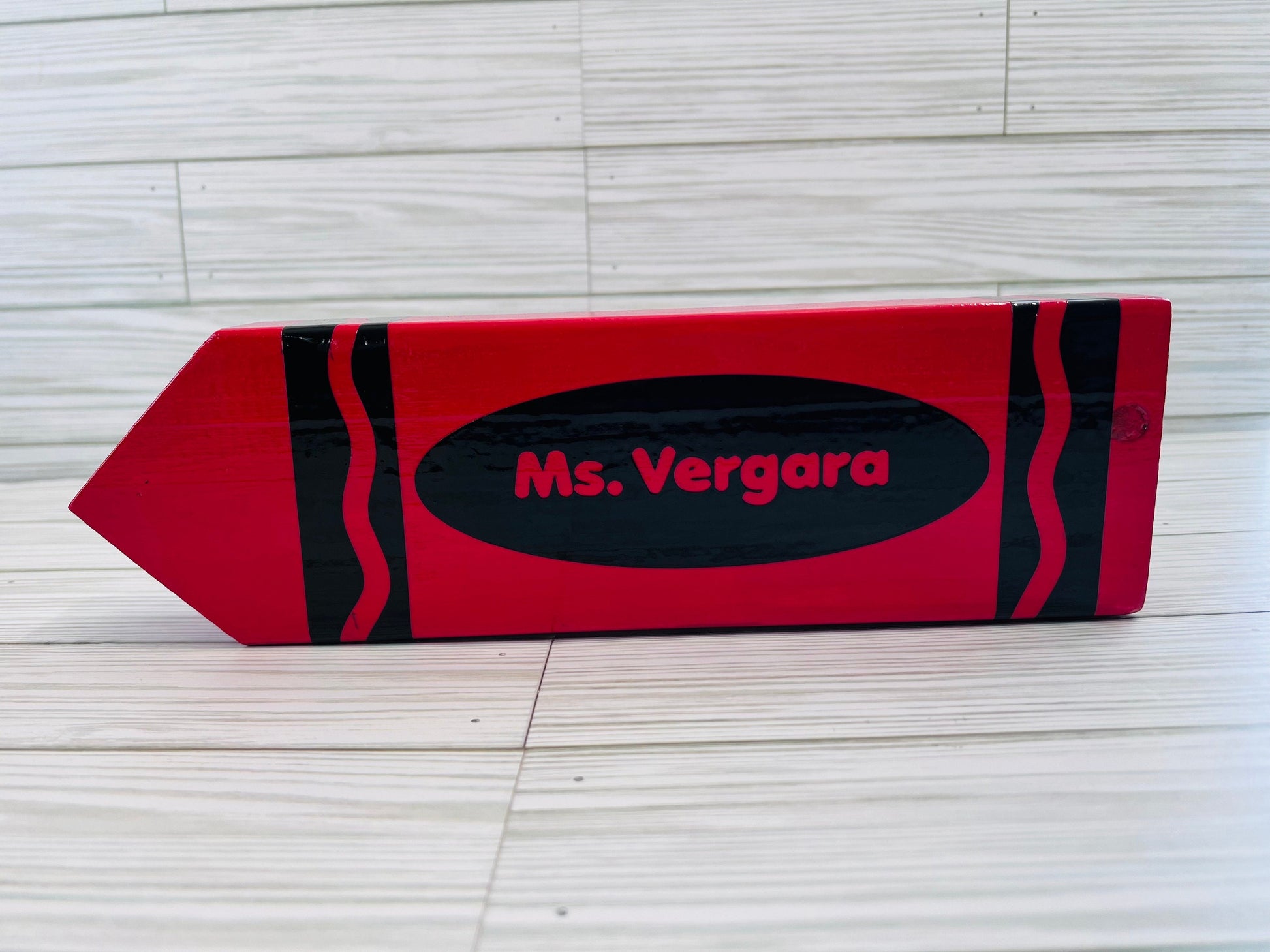 Personalized Teacher Crayon Sign: Custom Classroom Decor by Lina Loves Two, handmade in Los Angeles CA