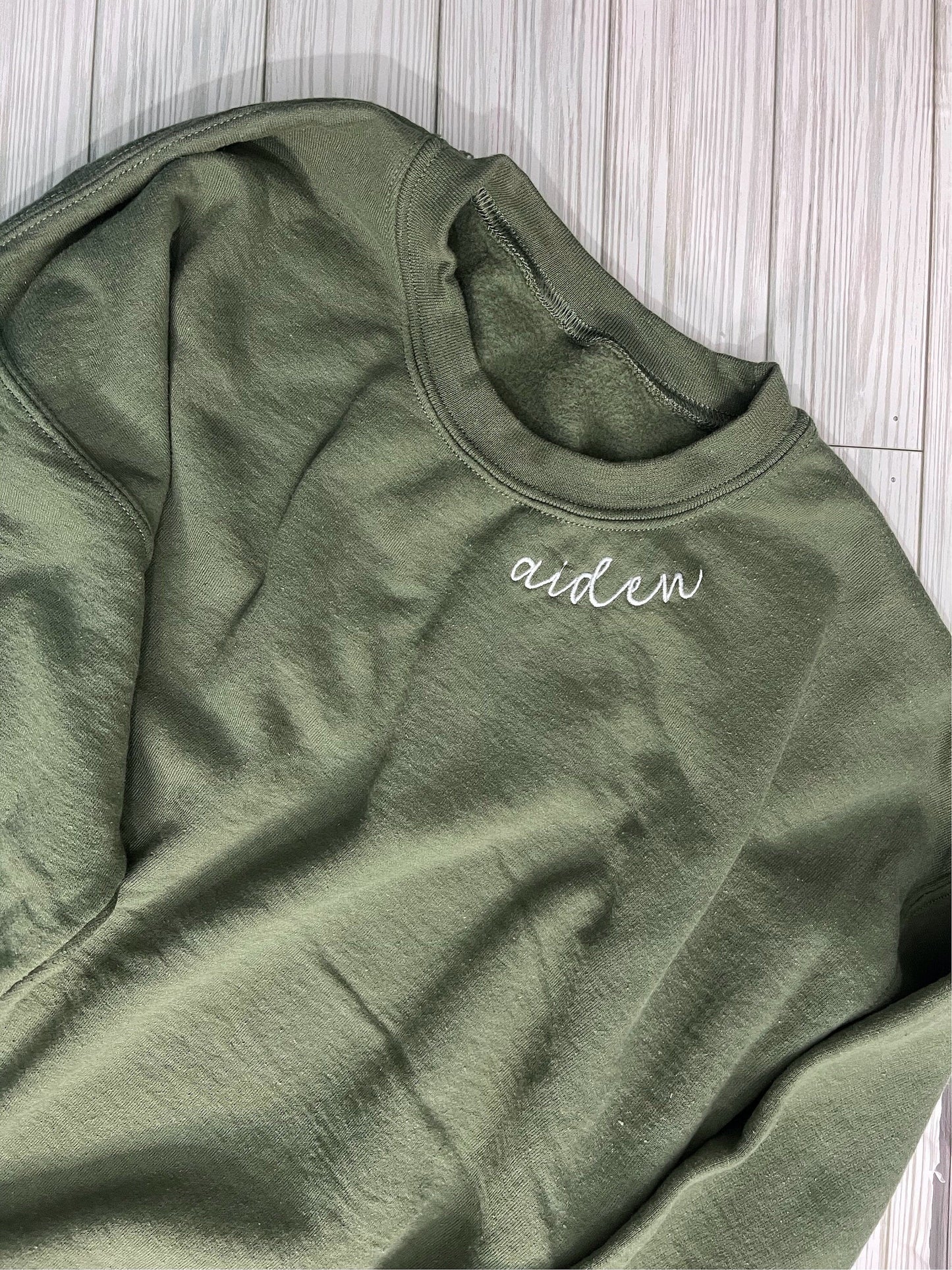 Name Script Embroidered Sweatshirt | Custom Crewneck Sweatshirt | Script Name by Lina Loves Two, handmade in Los Angeles CA