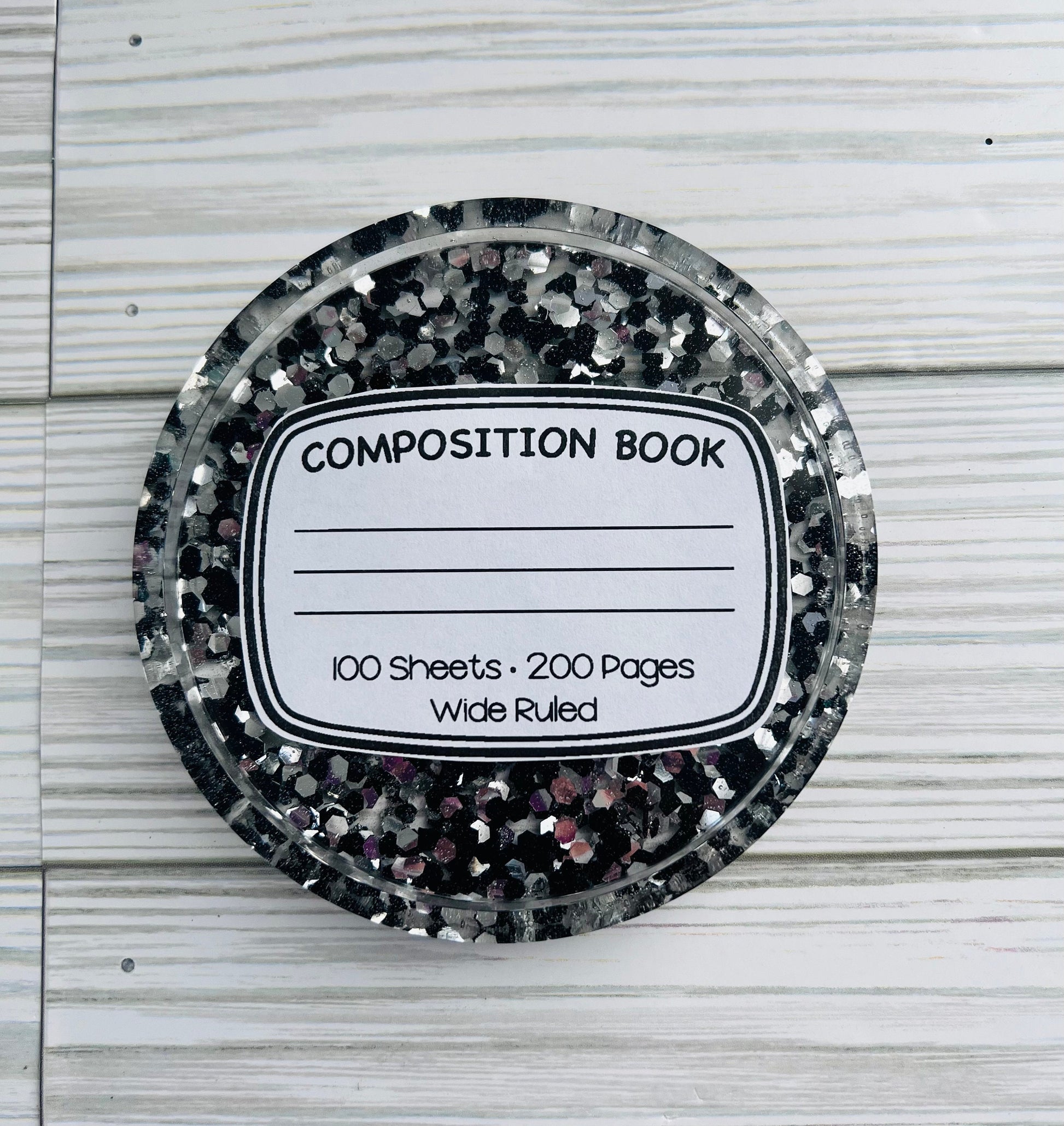 Unique Teacher Gift: Personalized Composition Book Coasters - Custom Teacher Name Coasters with Crayon and Pencil Design