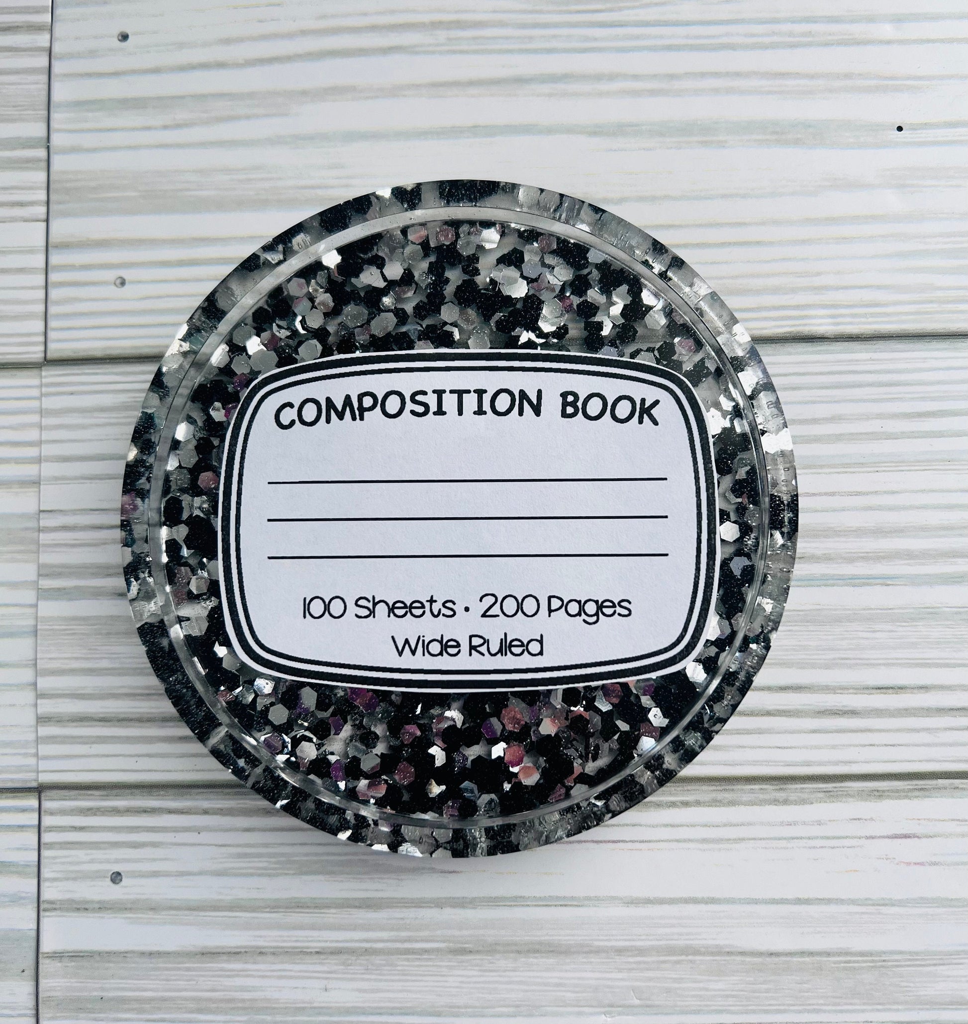 Personalized Teacher Coaster: Composition Book Design, Custom Name by Lina Loves Two, handmade in Los Angeles CA