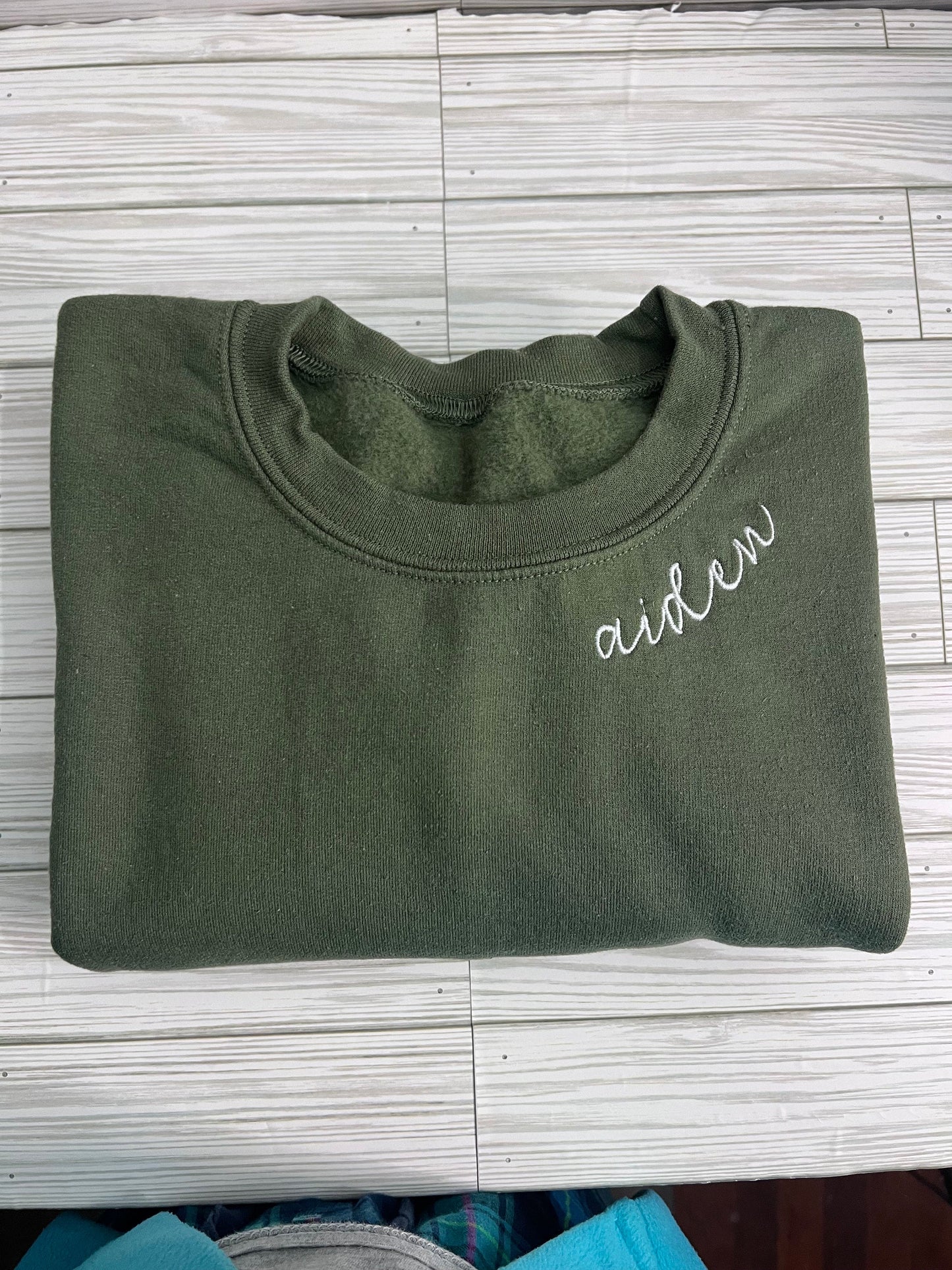 Name Script Embroidered Sweatshirt | Custom Crewneck Sweatshirt | Script Name by Lina Loves Two, handmade in Los Angeles CA