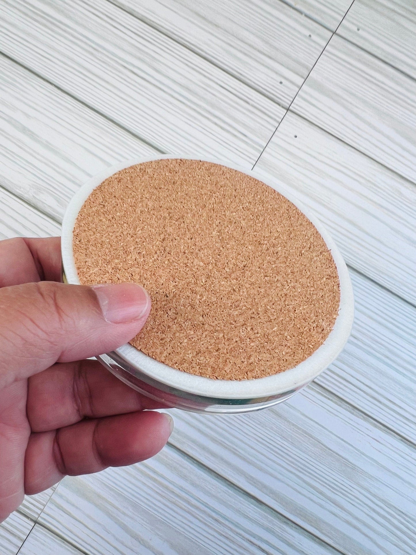 Personalized Teacher Coasters – Round Name Coaster Set with Crayon & Pencil Design by Lina Loves Two, handmade in Los Angeles CA