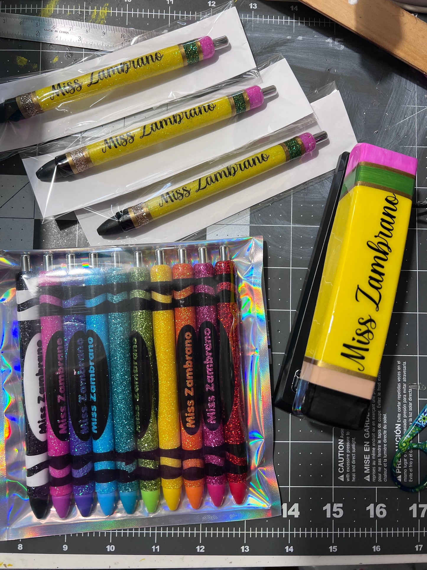 x10 Glitter Color Personalized Teacher Pens and Box| Unique Teacher Gifts | Customized Teacher Appreciation Gift | Perfect Gift for Her