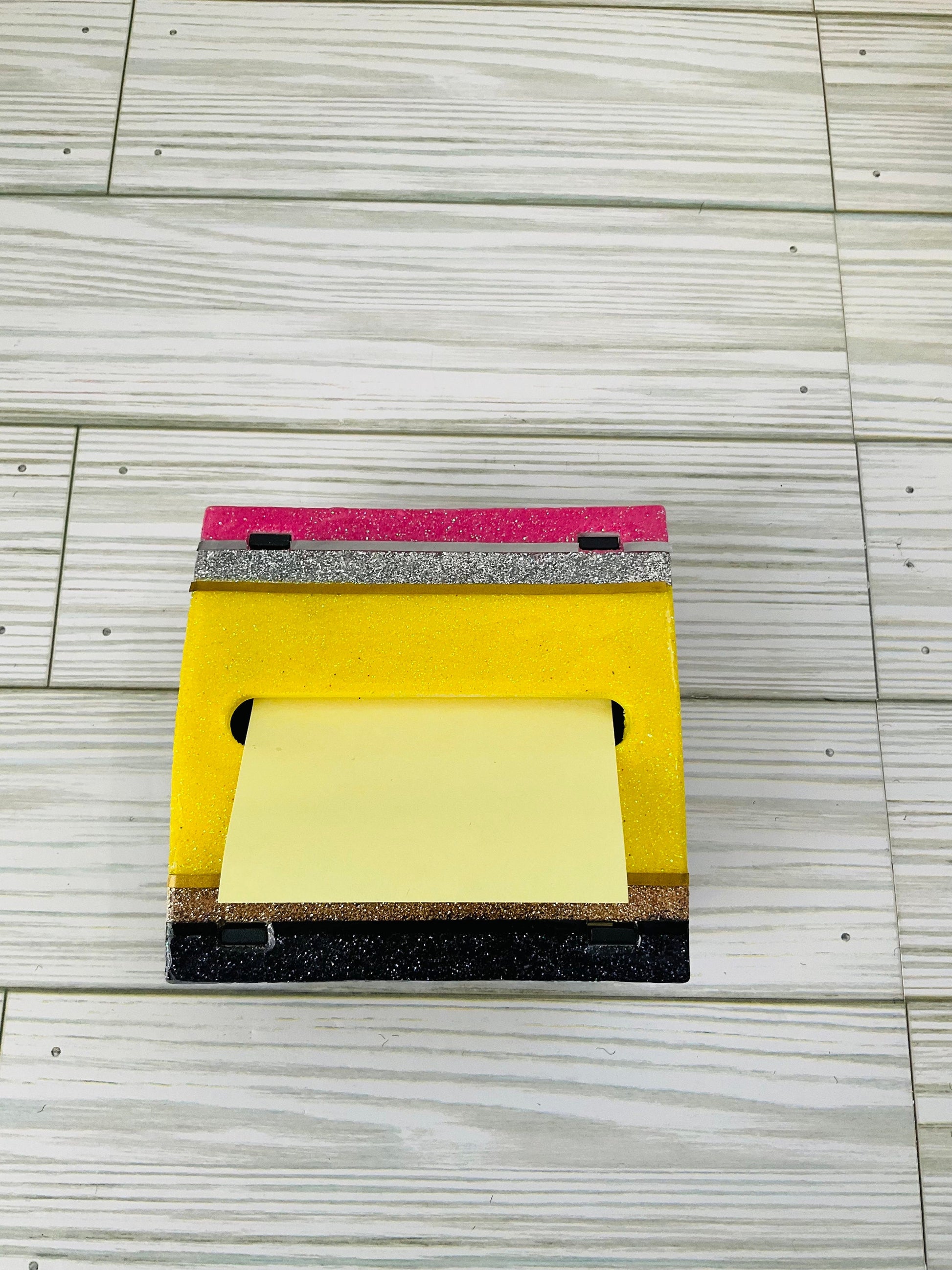 Glitter Pencil Post-It Dispenser: Unique Teacher Desk Accessory by Lina Loves Two, handmade in Los Angeles CA