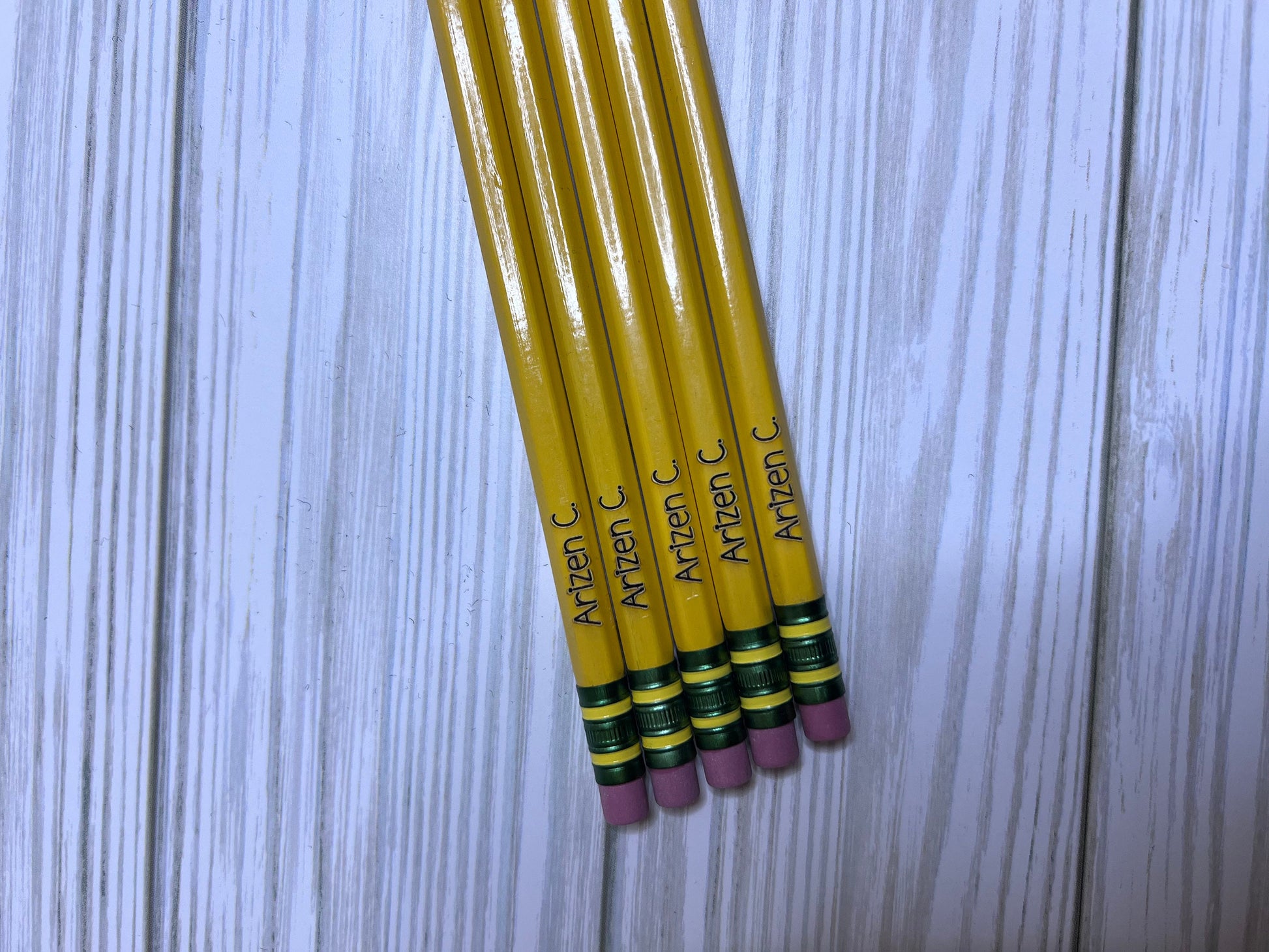 Personalized Ticonderoga Pencils: Engraved School Supplies (Set of 10) by Lina Loves Two, handmade in Los Angeles CA