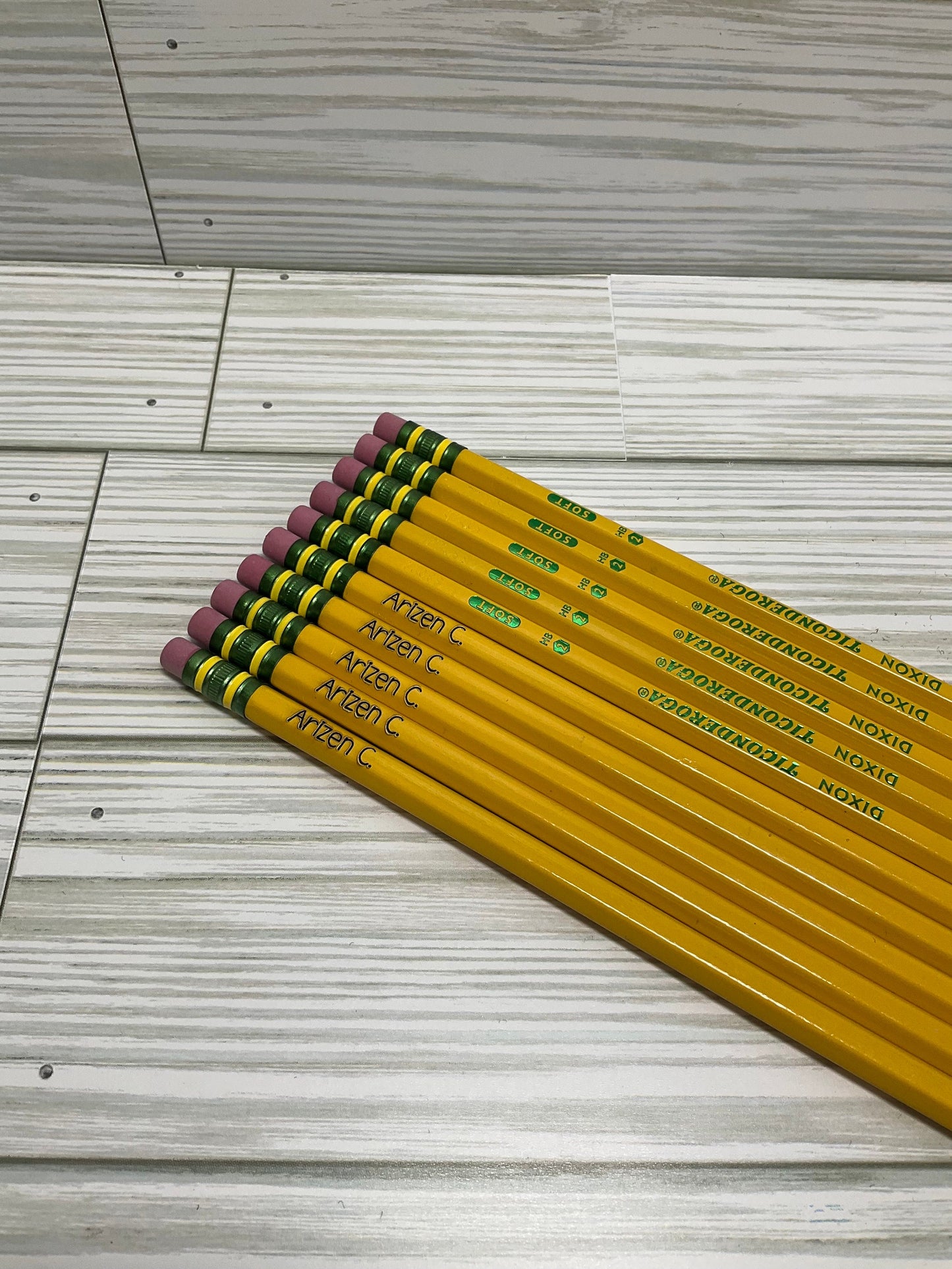 Personalized Ticonderoga Pencils: Engraved School Supplies (Set of 10) by Lina Loves Two, handmade in Los Angeles CA