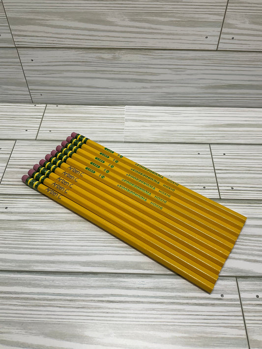 Personalized Ticonderoga Pencils: Engraved School Supplies (Set of 10) by Lina Loves Two, handmade in Los Angeles CA