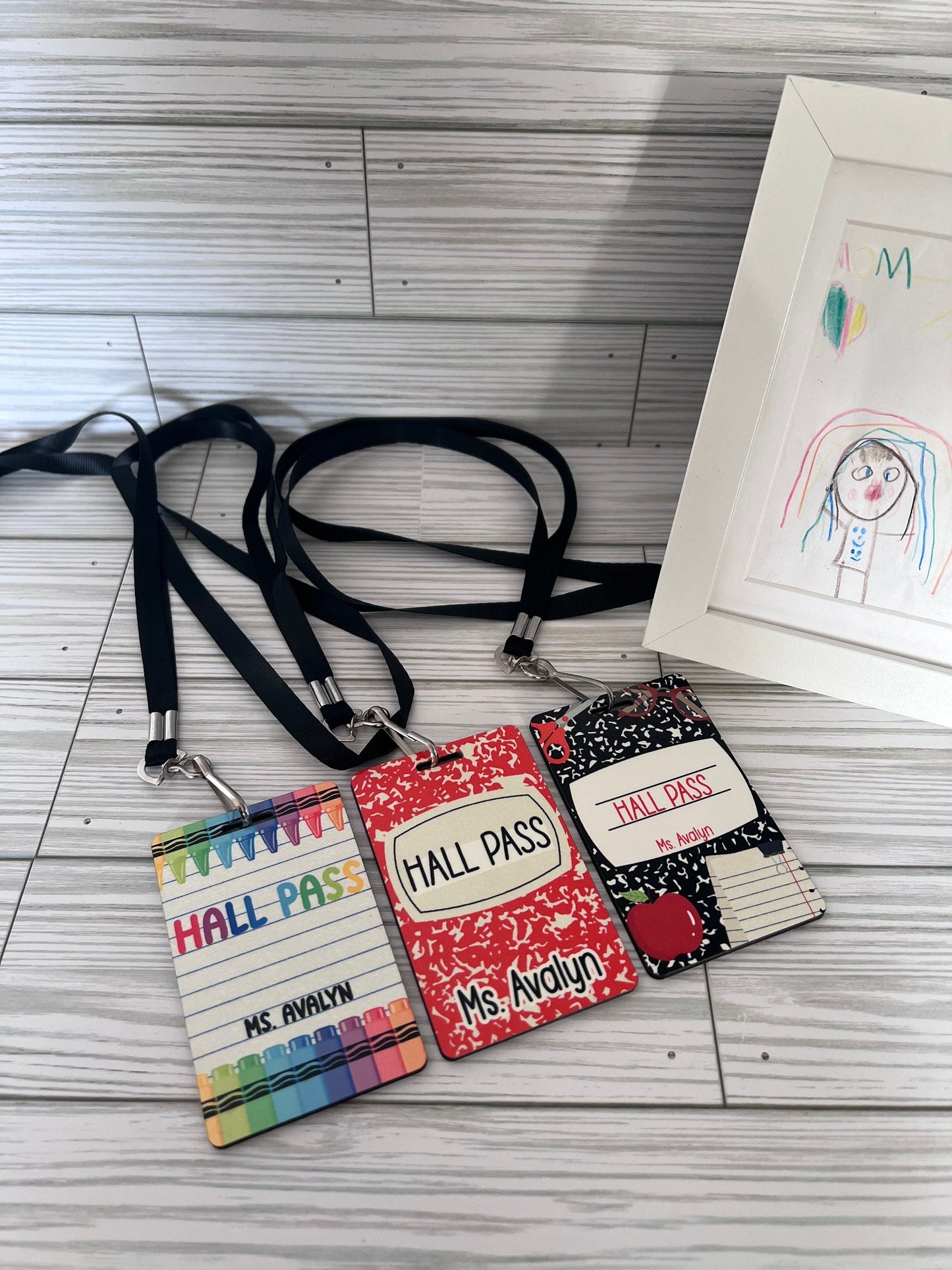 Custom Teacher Hall Pass Set: Double Sided Classroom Lanyards, 6-Pack by Lina Loves Two, handmade in Los Angeles CA