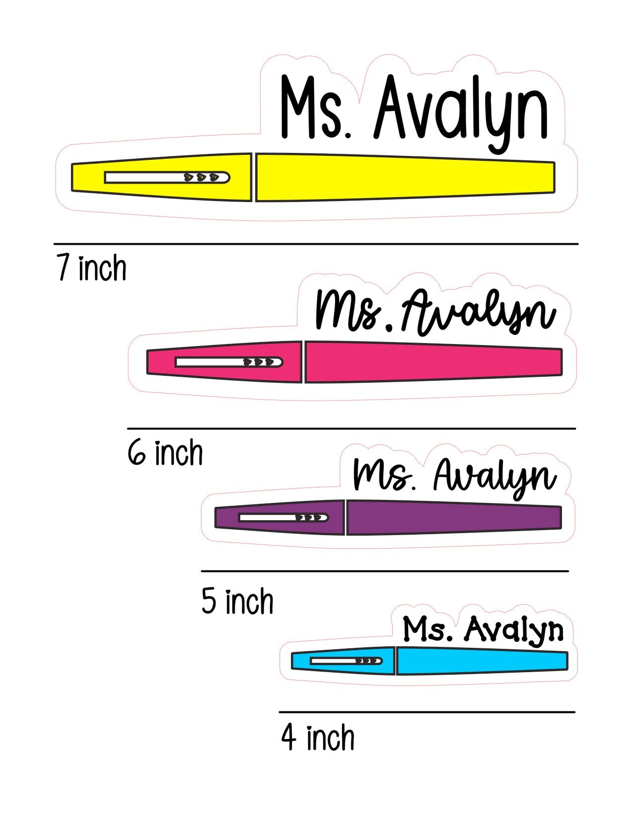 Custom Flair Pen Stickers – Personalized Teacher Gift Stickers by Lina Loves Two, handmade in Los Angeles CA