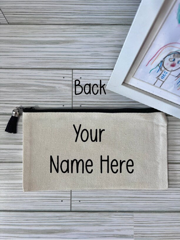 Personalized Teacher Pencil Bag: Kids Crayons Caffeine Design by Lina Loves Two, handmade in Los Angeles CA