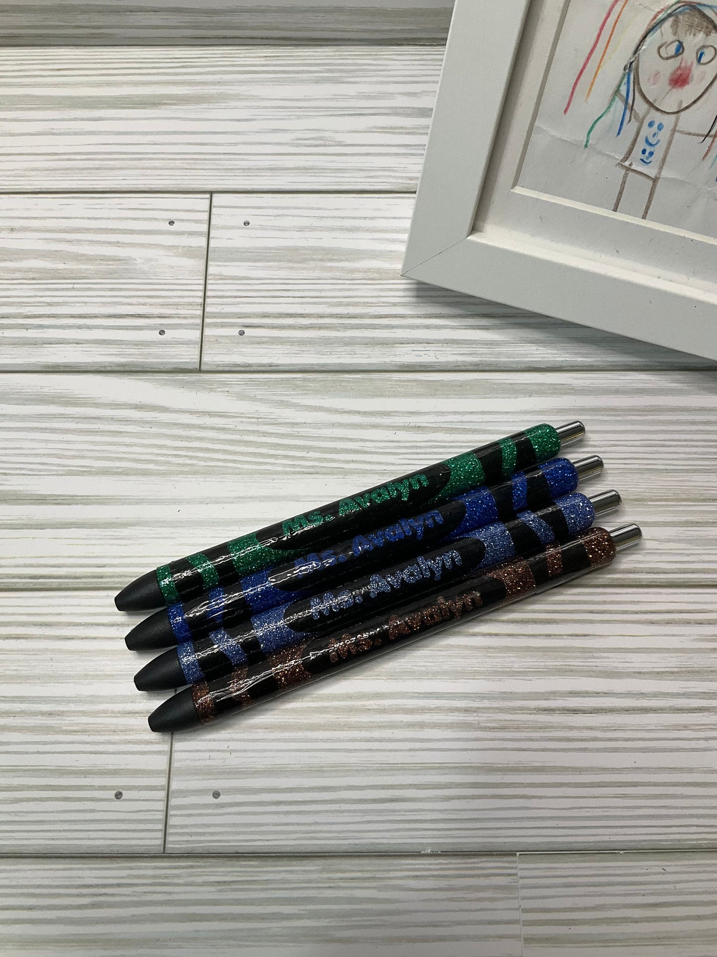 x4 New Glitter Color Personalized Teacher Pens | Unique Teacher Gifts | Custom Teach Appreciation Gift