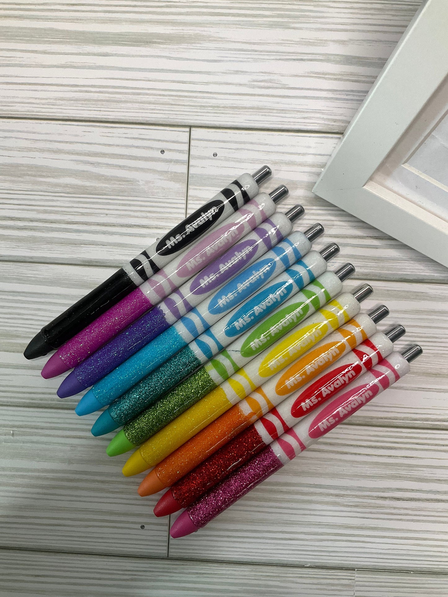 Glitter Color Personalized Teacher Pens: Unique Appreciation Gift (Set of 10) by Lina Loves Two, handmade in Los Angeles CA