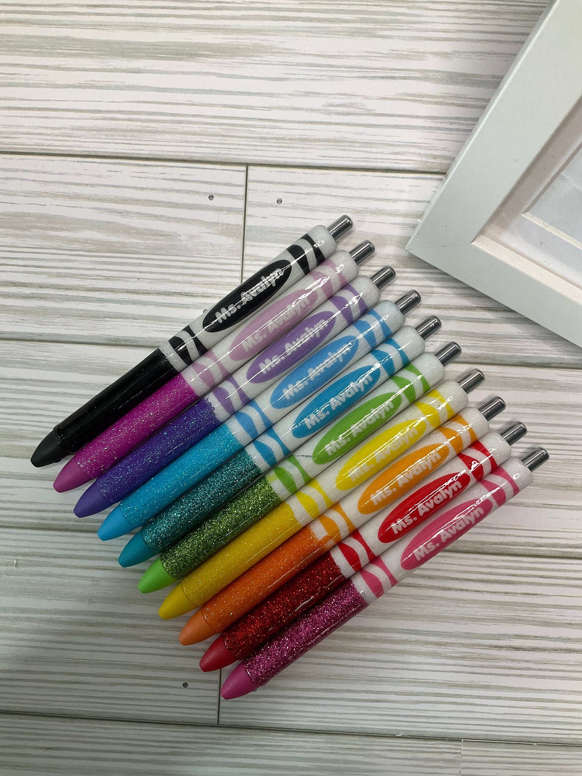 Glitter Color Personalized Teacher Pens: Unique Appreciation Gift (Set of 10) by Lina Loves Two, handmade in Los Angeles CA