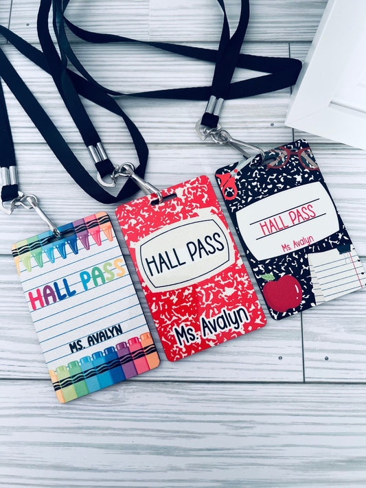 Custom Teacher Hall Pass Set: Double Sided Classroom Lanyards, 6-Pack by Lina Loves Two, handmade in Los Angeles CA