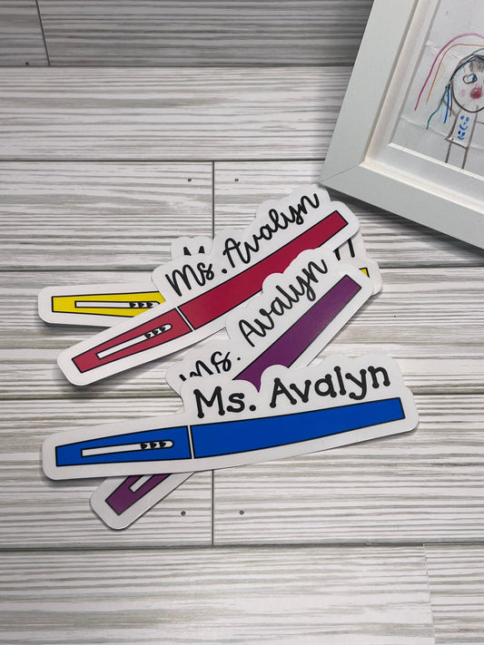 Custom Flair Pen Stickers – Personalized Teacher Gift Stickers by Lina Loves Two, handmade in Los Angeles CA