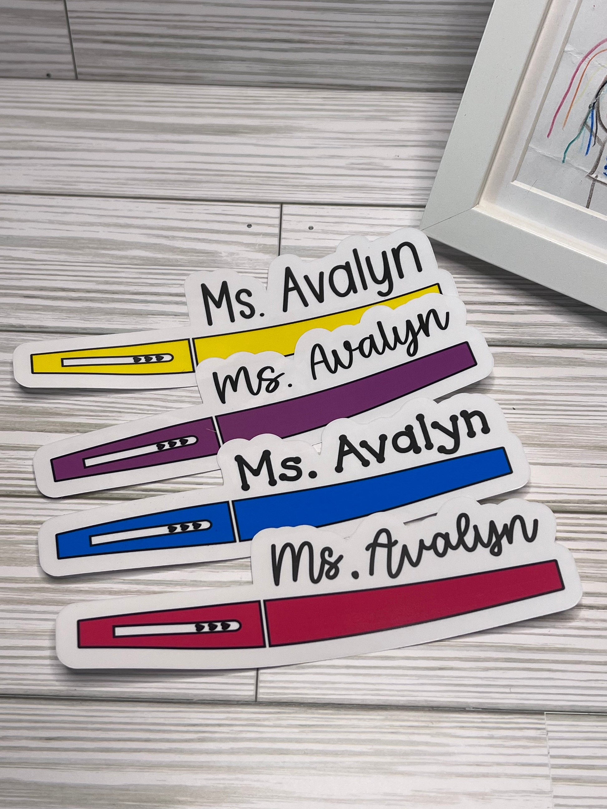 Custom Flair Pen Stickers – Personalized Teacher Gift Stickers by Lina Loves Two, handmade in Los Angeles CA
