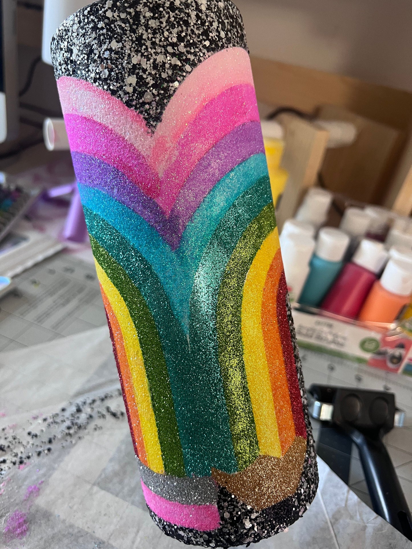 Custom Glitter Single and Double Rainbow Pencil Tumbler | Rainbow Pencil Tumbler | Gift Ideas for Teacher | Teacher Appreciation