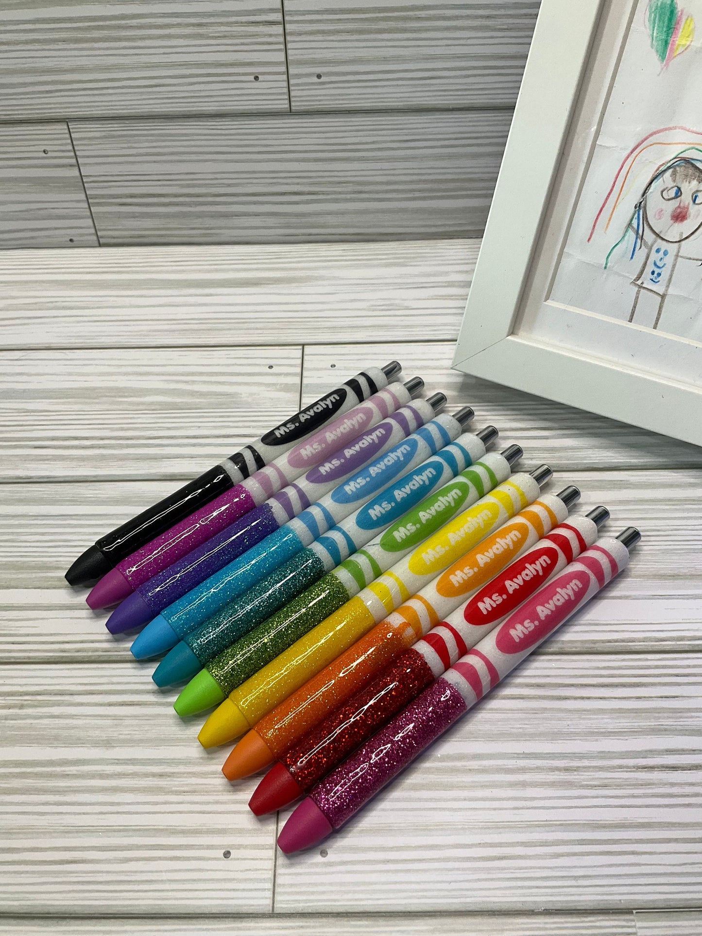 x10 Glitter Color Personalized Teacher Pens| Unique Teacher Gifts | Customized Teacher Appreciation Gift | Perfect Gift for Teacher