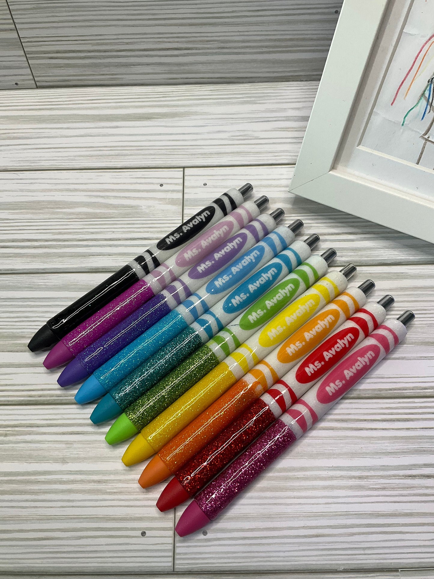 x10 Glitter Color Personalized Teacher Pens| Unique Teacher Gifts | Customized Teacher Appreciation Gift | Perfect Gift for Teacher