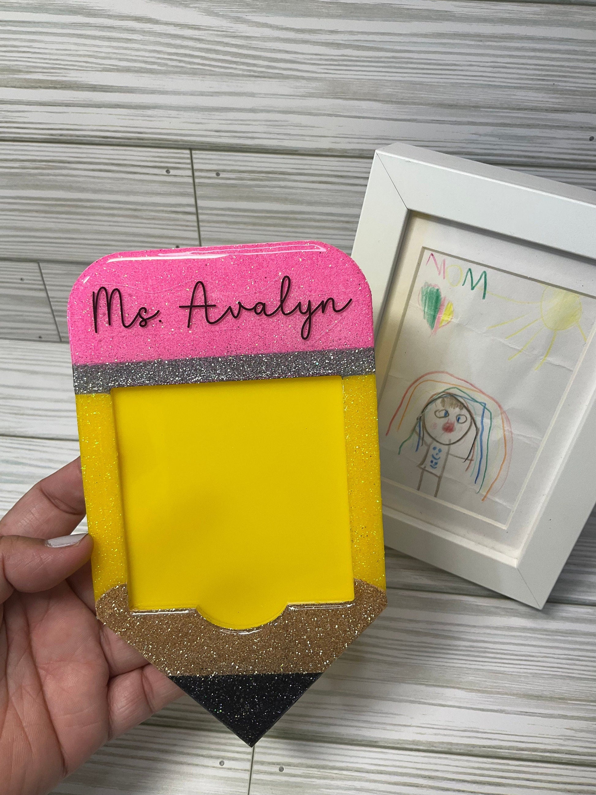 Glitter Pencil Post-It Holder: Teacher Desk Decor by Lina Loves Two, handmade in Los Angeles CA