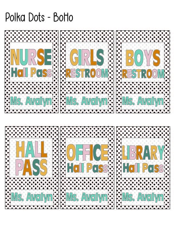 Custom Teacher Hall Pass Set: Double Sided Classroom Lanyards, 6-Pack by Lina Loves Two, handmade in Los Angeles CA