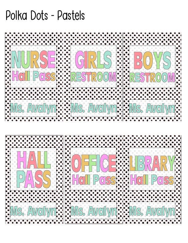 Custom Teacher Hall Pass Set: Double Sided Classroom Lanyards, 6-Pack by Lina Loves Two, handmade in Los Angeles CA