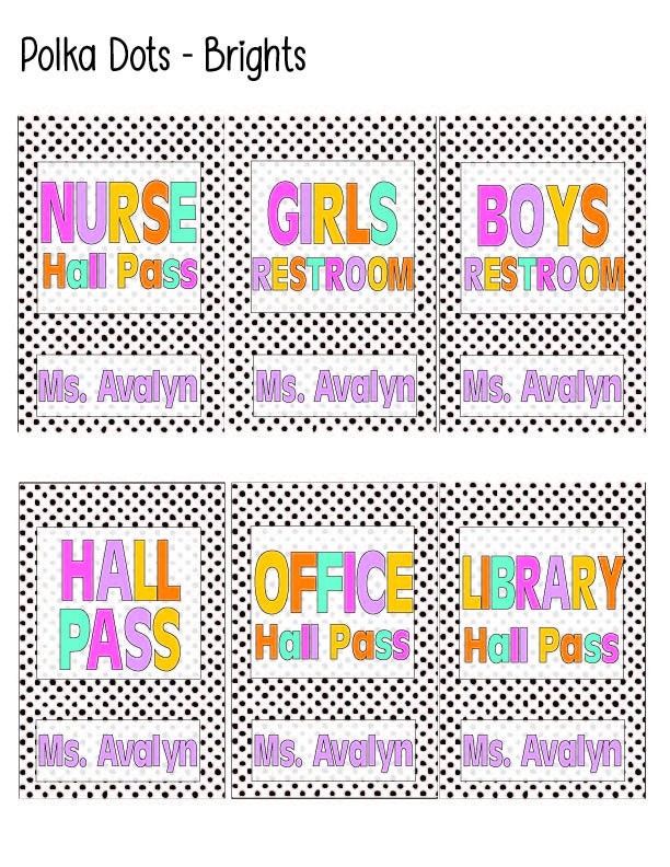 Custom Teacher Hall Pass Set: Double Sided Classroom Lanyards, 6-Pack by Lina Loves Two, handmade in Los Angeles CA