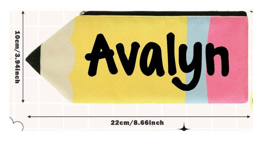 Personalized Pencil Pouch: Custom Canvas Zipper Bag - Teacher Student Gift by Lina Loves Two, handmade in Los Angeles CA