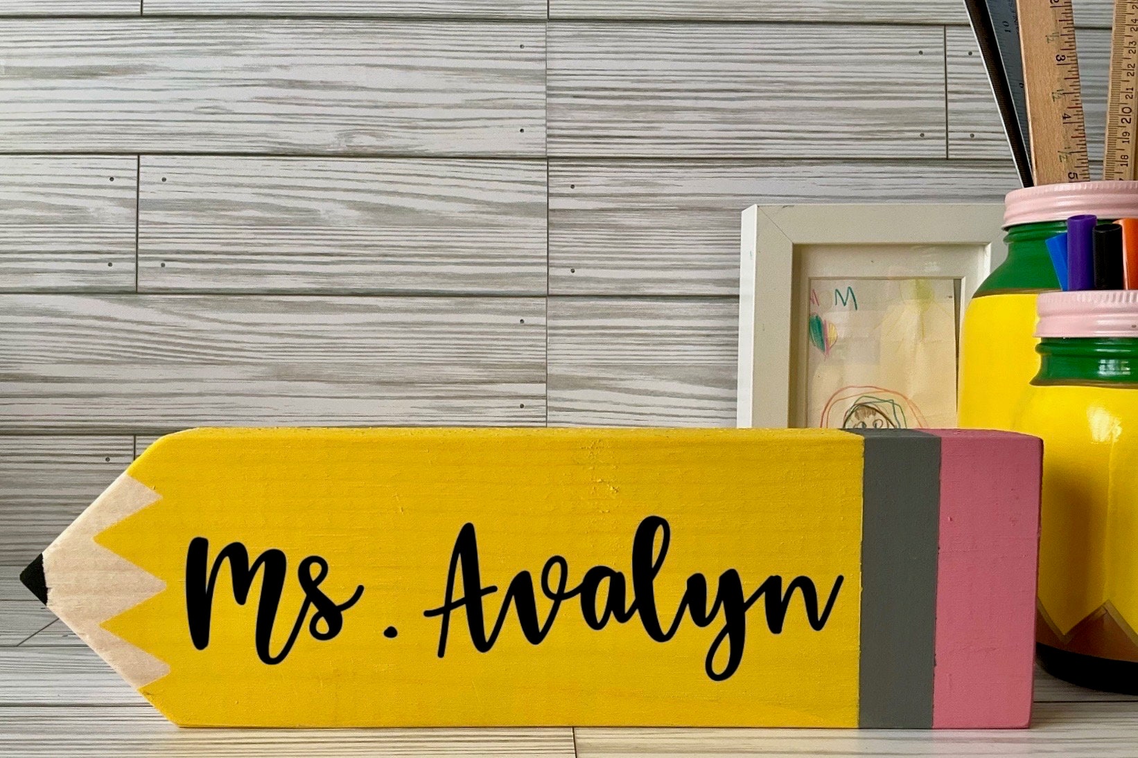 Teacher Pencil | Personalized Gifts | Classroom Decor | Name Plate for Teachers | Unique Teacher Appreciation Gift by Lina Loves Two, handmade in Los Angeles CA