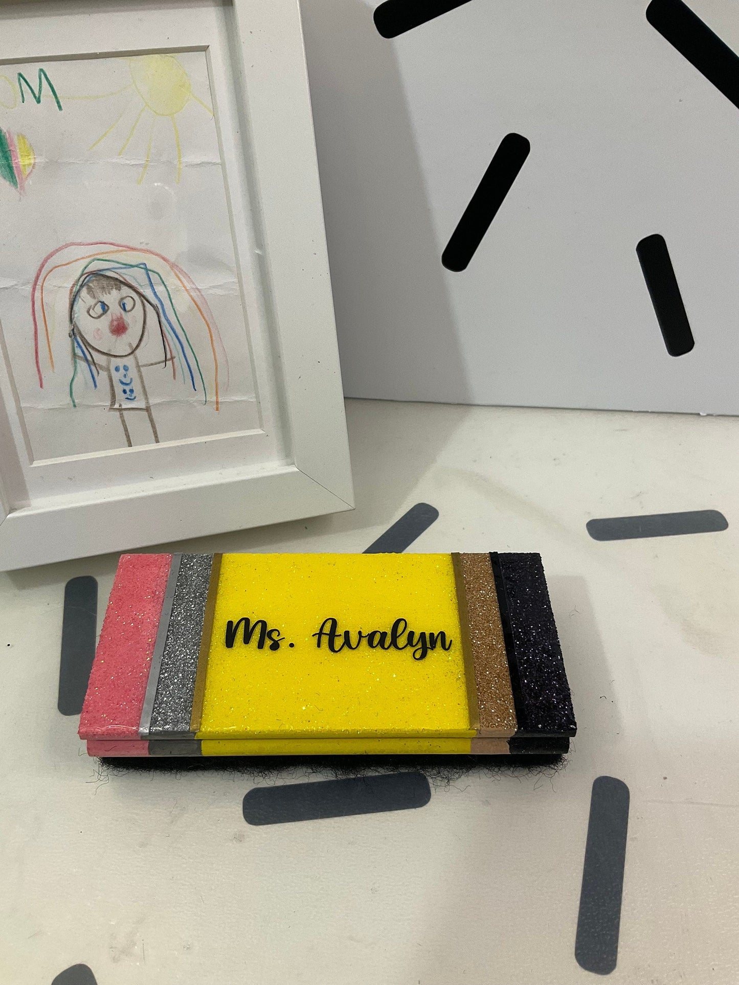 Personalized Board Eraser | Pencil Eraser | Glitter Eraser | Customized Eraser | Crayon Eraser | Teacher Epoxy Resin Eraser Board by Lina Loves Two, handmade in Los Angeles CA