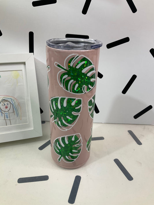 Monstera Leaf Glitter Tumbler / Leaf Tumbler / Stainless Steel Tumbler / 20oz Tumbler / Monstera Leaf / Cute Leaves / Gift Ideas by Lina Loves Two, handmade in Los Angeles CA