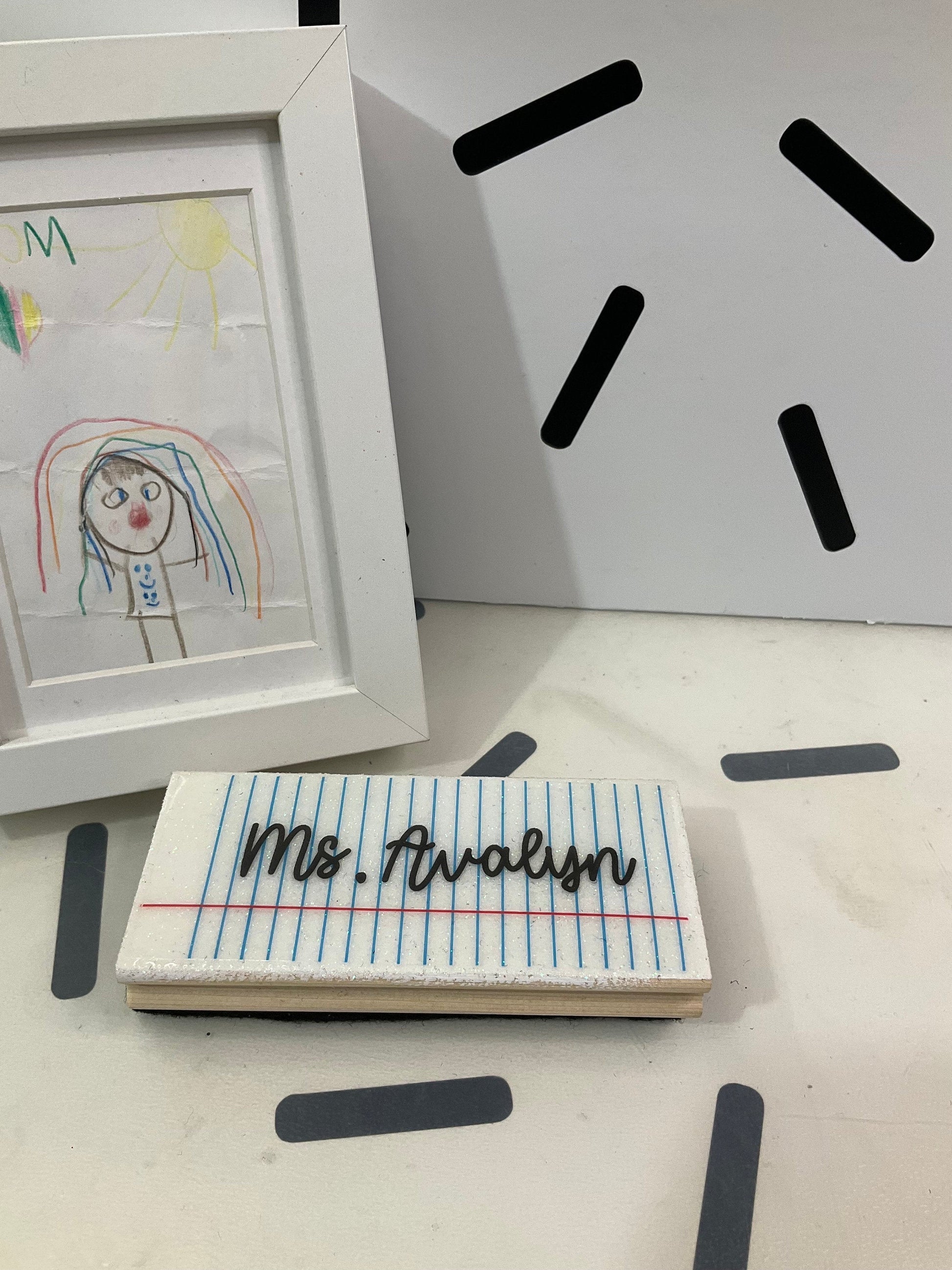 Personalized Board Eraser | Pencil Eraser | Glitter Eraser | Customized Eraser | Crayon Eraser | Teacher Epoxy Resin Eraser Board by Lina Loves Two, handmade in Los Angeles CA