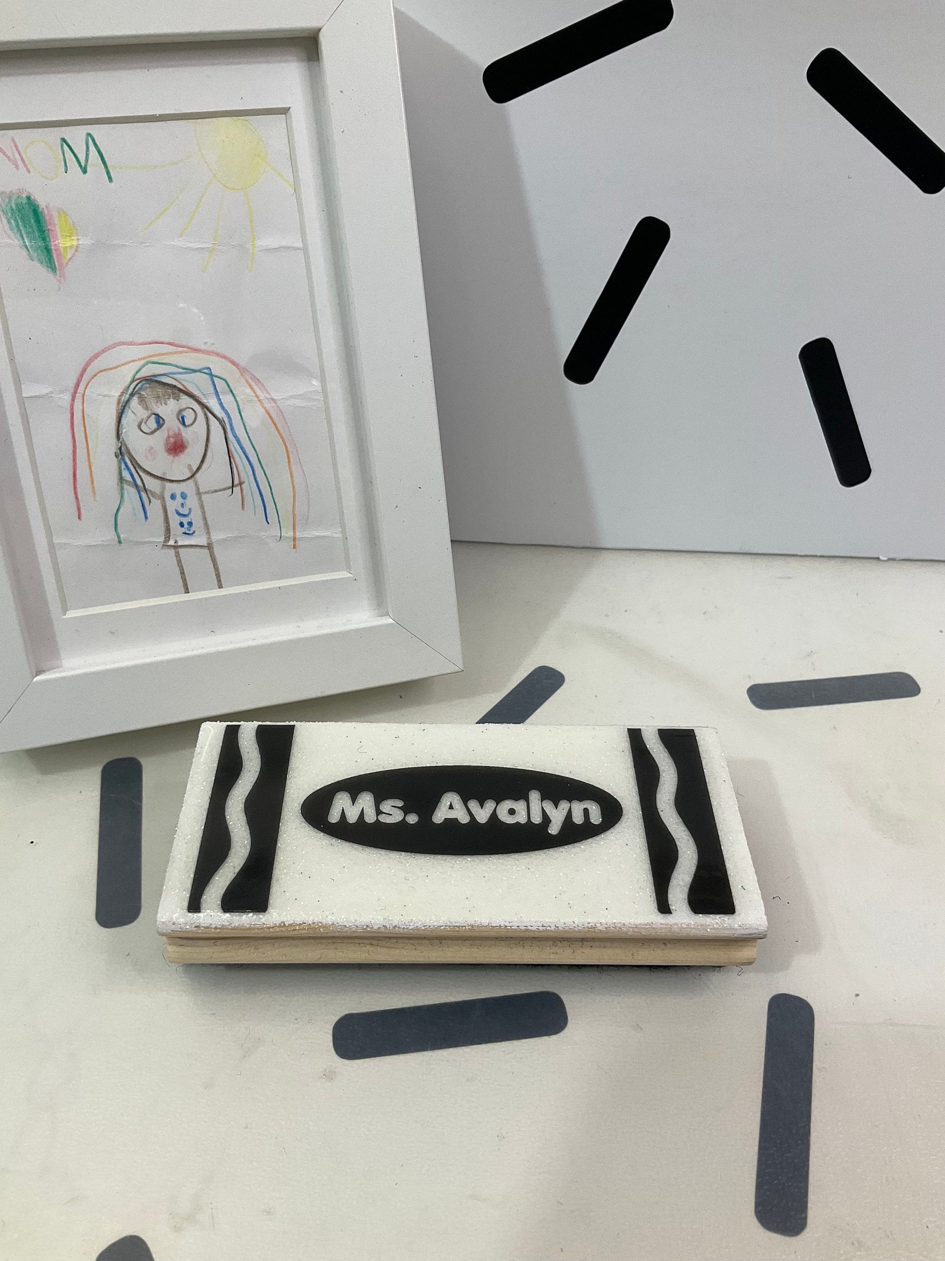 Personalized Board Eraser | Pencil Eraser | Glitter Eraser | Customized Eraser | Crayon Eraser | Teacher Epoxy Resin Eraser Board by Lina Loves Two, handmade in Los Angeles CA