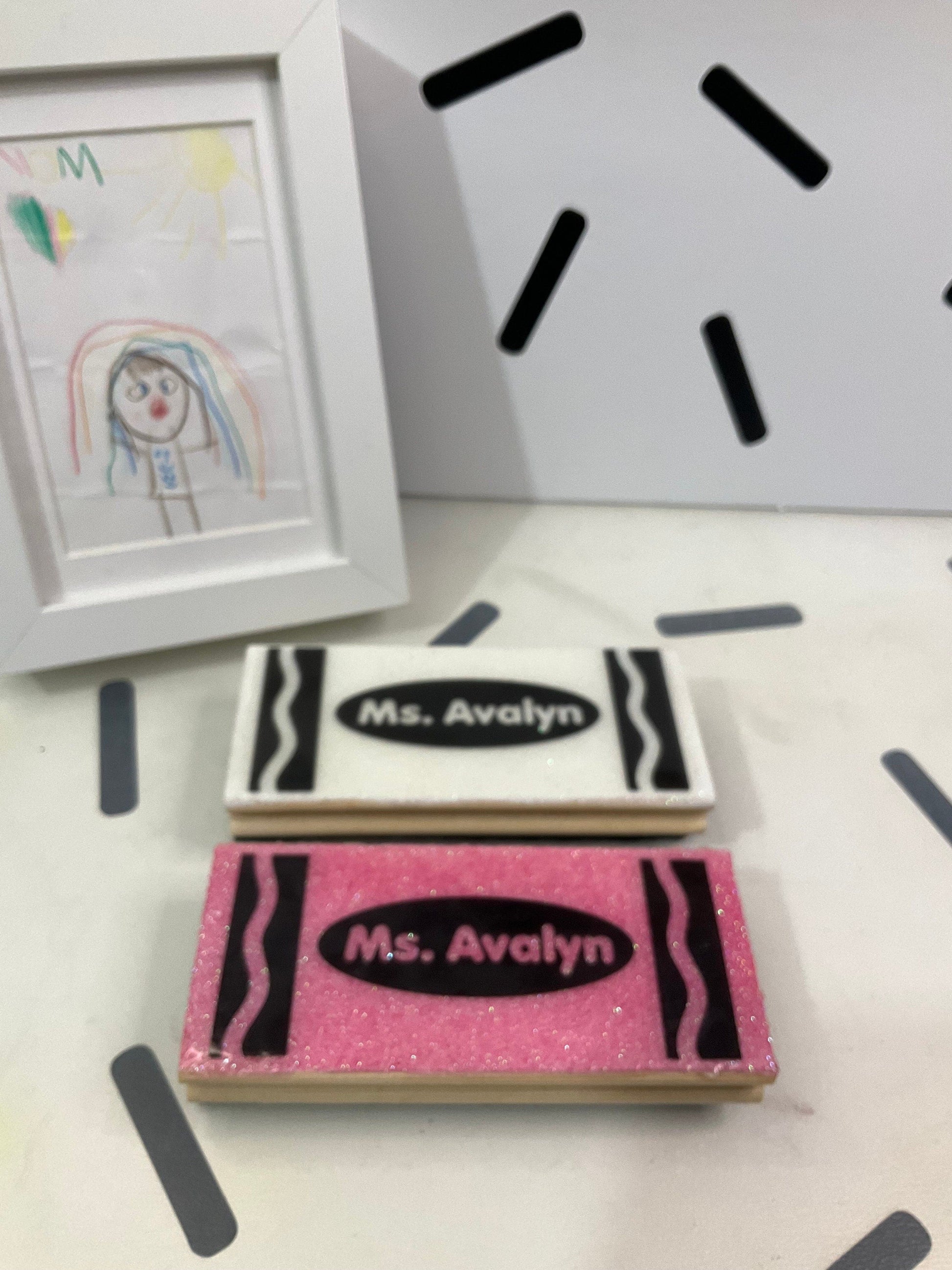 Personalized Board Eraser | Pencil Eraser | Glitter Eraser | Customized Eraser | Crayon Eraser | Teacher Epoxy Resin Eraser Board by Lina Loves Two, handmade in Los Angeles CA