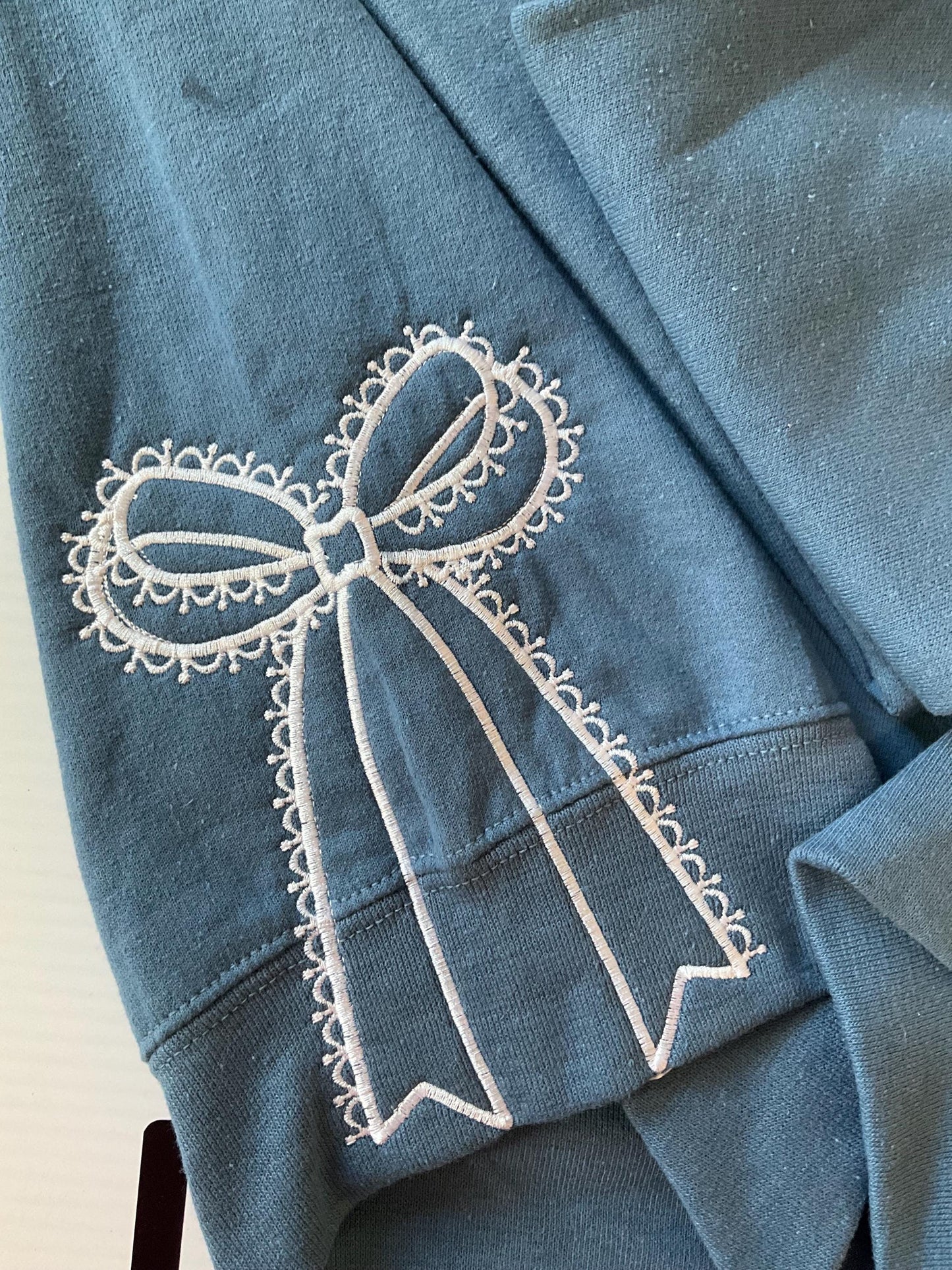 Embroidered Side Bow Sweatshirt Design | Classic Lace Bow | Embroidered Bow Sweatshirt | Side Bow Sweatshirt | Classic Side Lace Bow