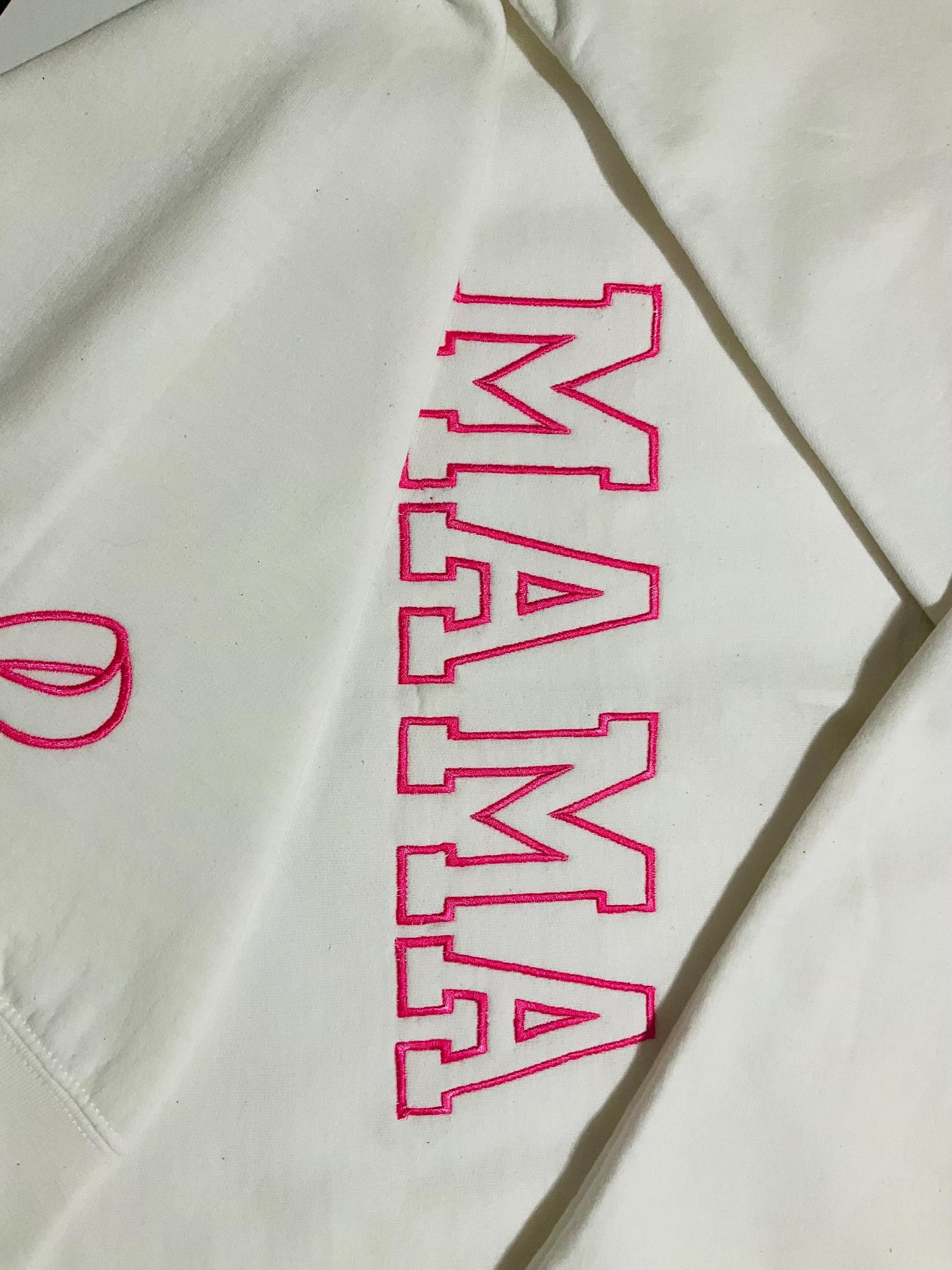 Embroidered Mama Sweatshirt: Classic Side Bow Design by Lina Loves Two, handmade in Los Angeles CA