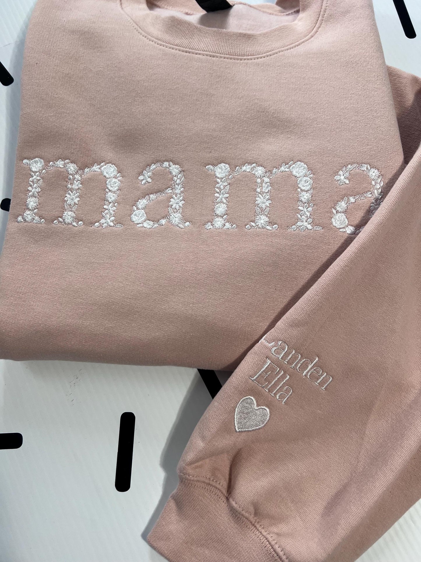 Personalized Mama Floral Embroidered Sweatshirt | Mother’s Day Gift | Mom Sweatshirt For Mother's Day | New Mom Gift | Mama Sweatshirt by Lina Loves Two, handmade in Los Angeles CA