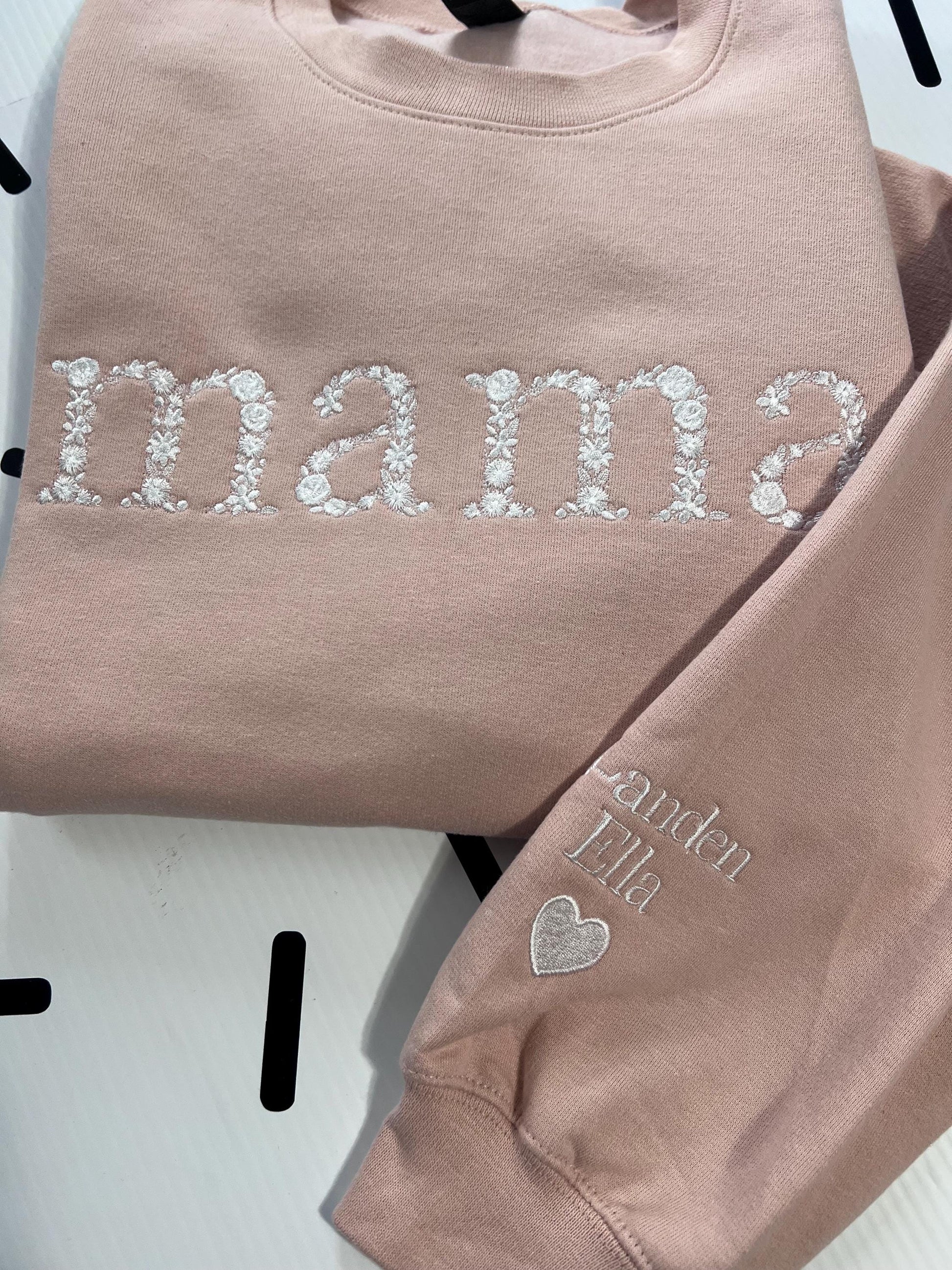 Personalized Mama Floral Embroidered Sweatshirt | Mother’s Day Gift | Mom Sweatshirt For Mother's Day | New Mom Gift | Mama Sweatshirt by Lina Loves Two, handmade in Los Angeles CA